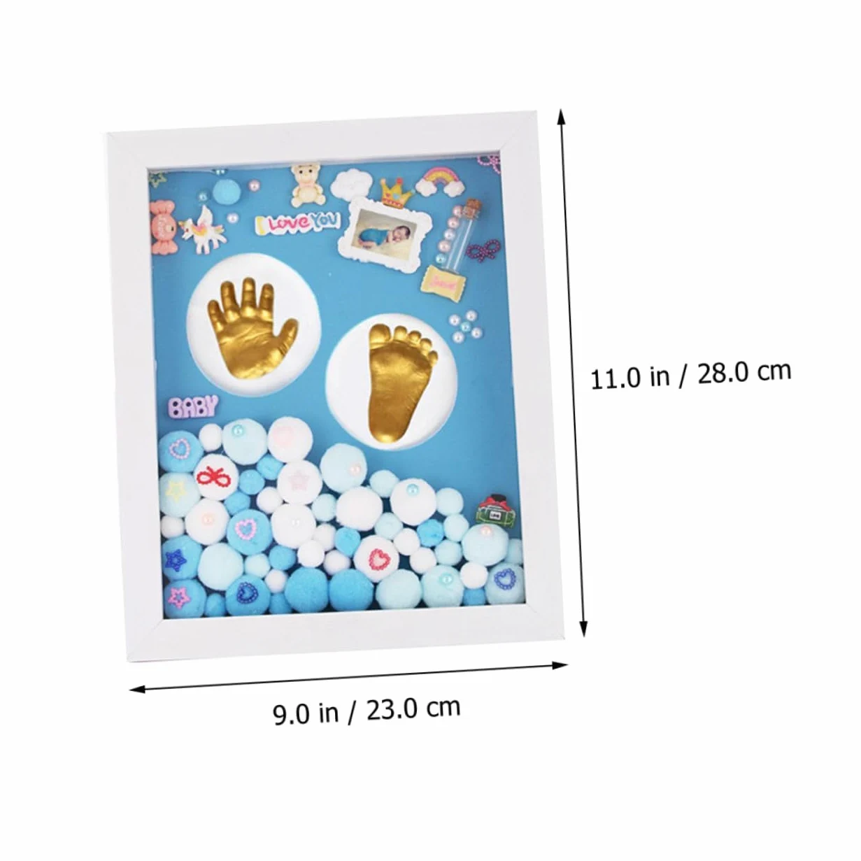 Abaodam Cornice Impronte per Mani e Piedi in Acrilico Oro Kit Completo, Regalo Nascita Bimbo Unisex per Battesimo e Foto Ricordo