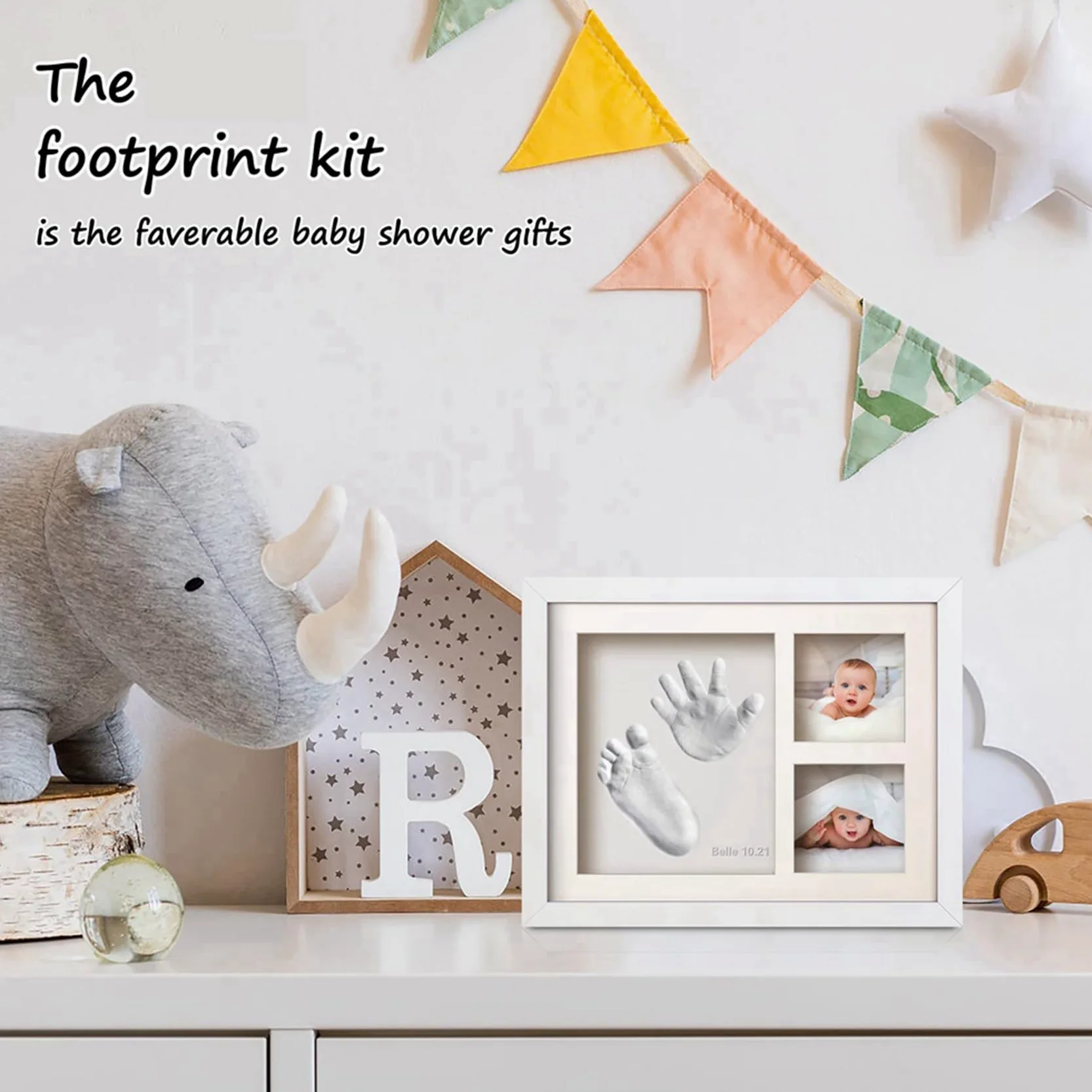 2X Kit Carino di e Impronte di Bambini, Cornice Ricordo con Impronte di di Neonati, Kit di Argilla con Impronte di Animali Domestici, Cornici per Foto