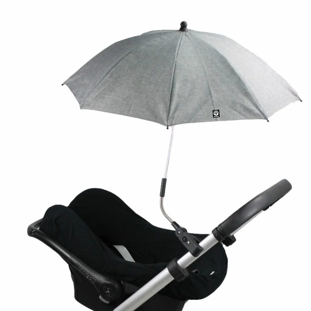Ombrellone Dooky per carrozzina o passeggino (universale e flessibile, protezione UPF 50+, flessibilità di 180 gradi, tecnologia flex, sistema easyfix, idrorepellente), Grigio
