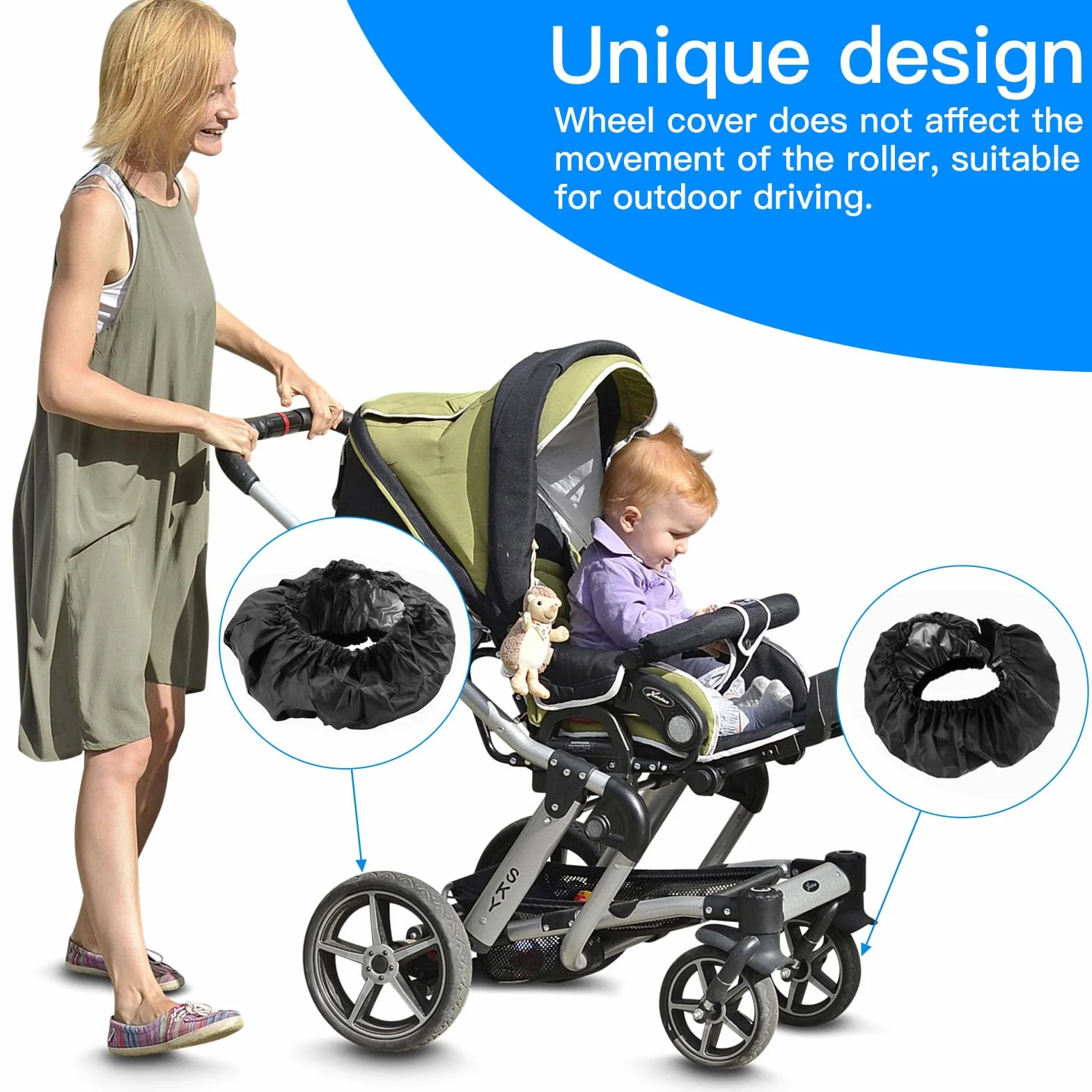 4 coprivolanti per passeggino, antipolvere, accessori per passeggino (nero)