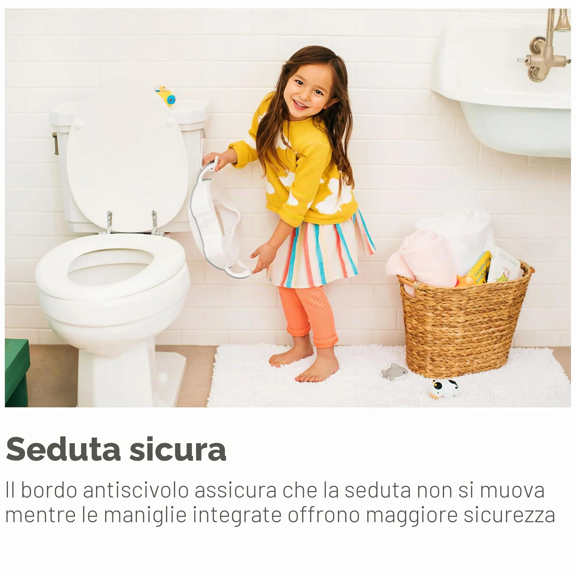 Munchkin Sturdy Seggiolino per il vasino per bambini, Seduta per addestramento vasino con maniglie, ottimo per bambini piccoli, Bianco
