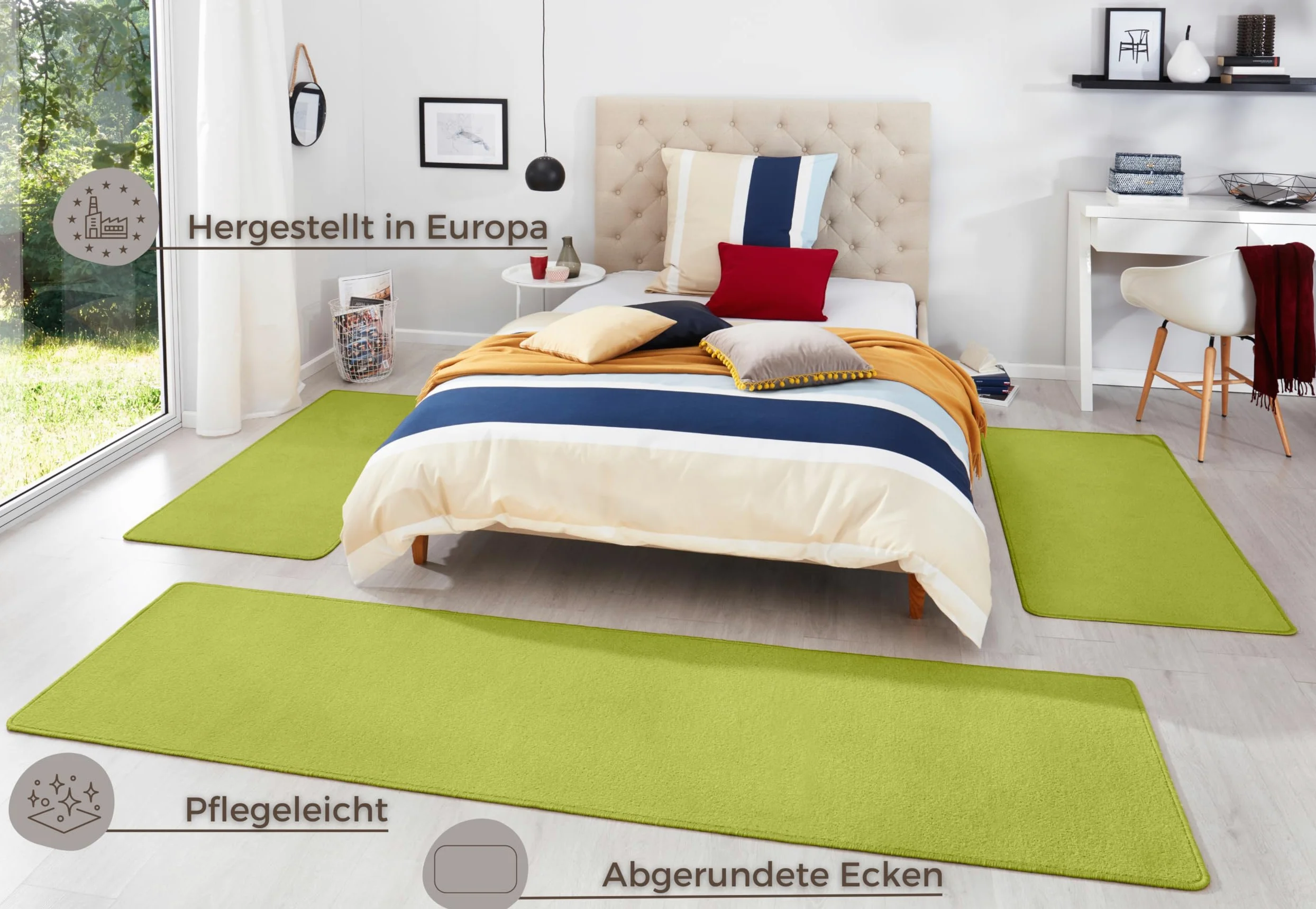 HANSE Home Fancy - Paracolpi per Lettino, 3 pz, in Polipropilene, 67 x 250 x 0,7 cm, Colore: Verde