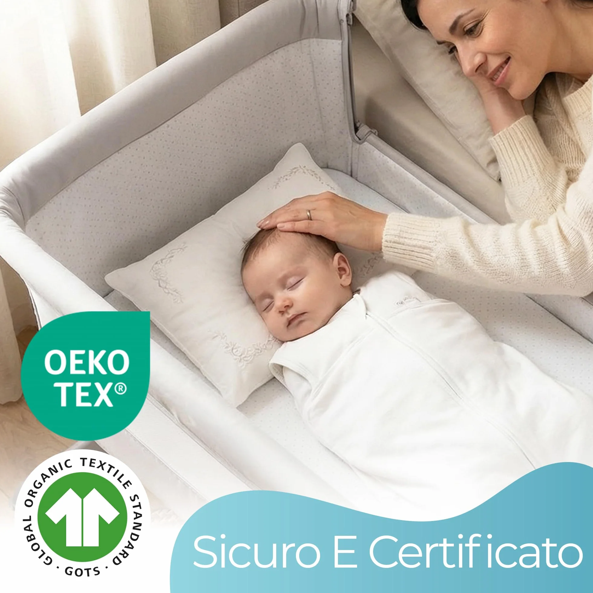 Lenzuola Next To Me 51x85 – Set Di 2 Pezzi Colore Bianco Lenzuolo Angoli Next To Me in 100% Cotone Biologico - Elasticizzate e Ultra morbide