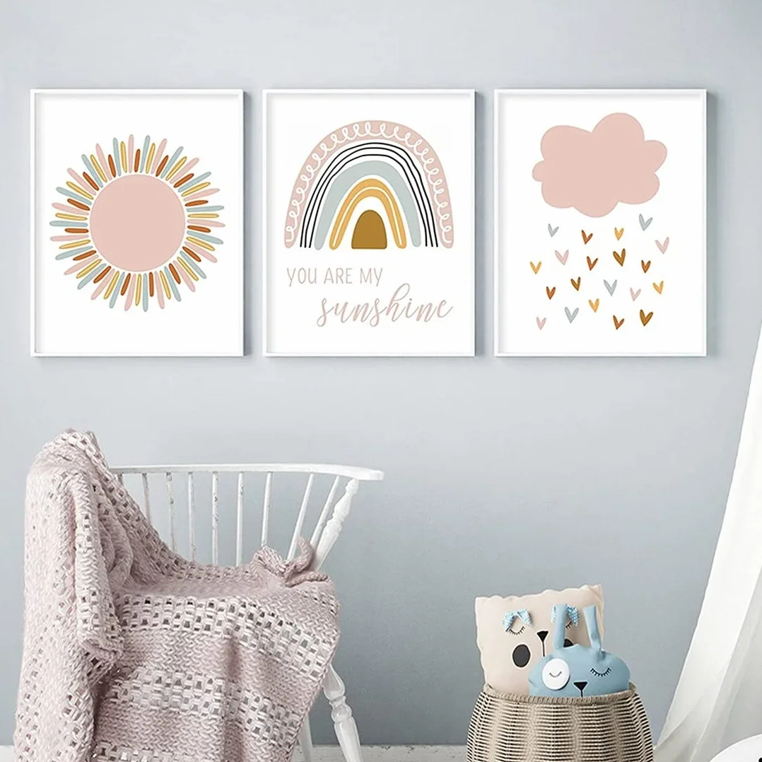 PLABBDPL Immagini per la Cameretta dei Bambini, Set di 3 Quadri Poster, Tela, Decorazione da Parete Regalo senza Cornice