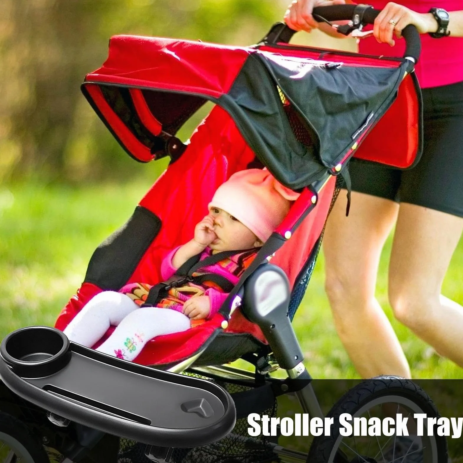 Vassoio per passeggino – vassoio per snack, supporto regolabile per telefono, stabile, funzione aggiornata, accessorio da viaggio, comodo organizer