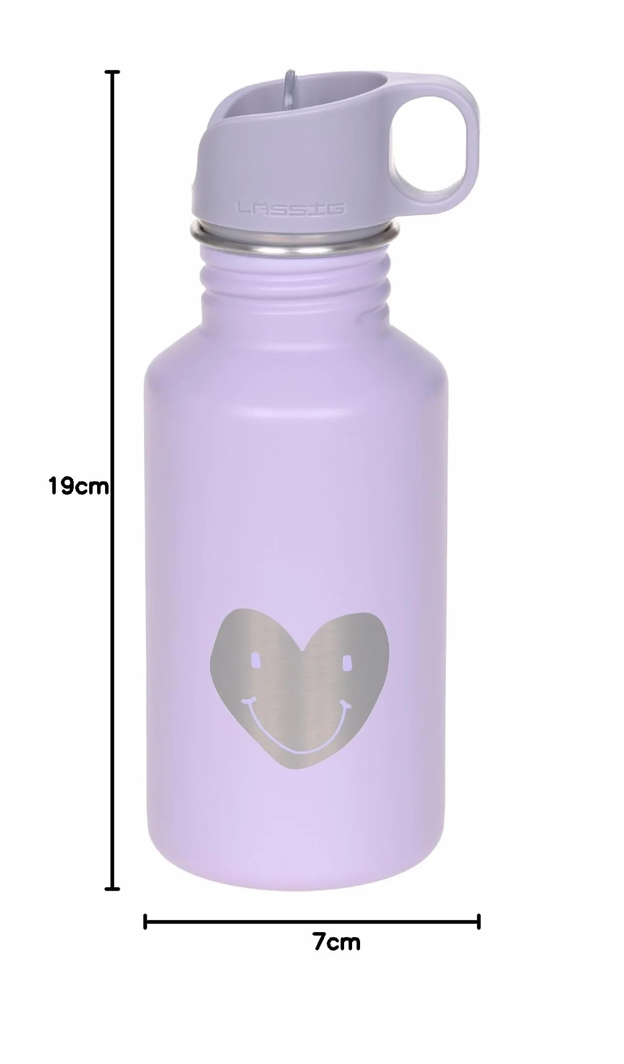 LÄSSIG Bottiglia per bambini in acciaio inox senza BPA 500ml per l'asilo, a prova di perdite, con tappo per lo sport/Bottle Stainless Steel Little Gang Heart lilac