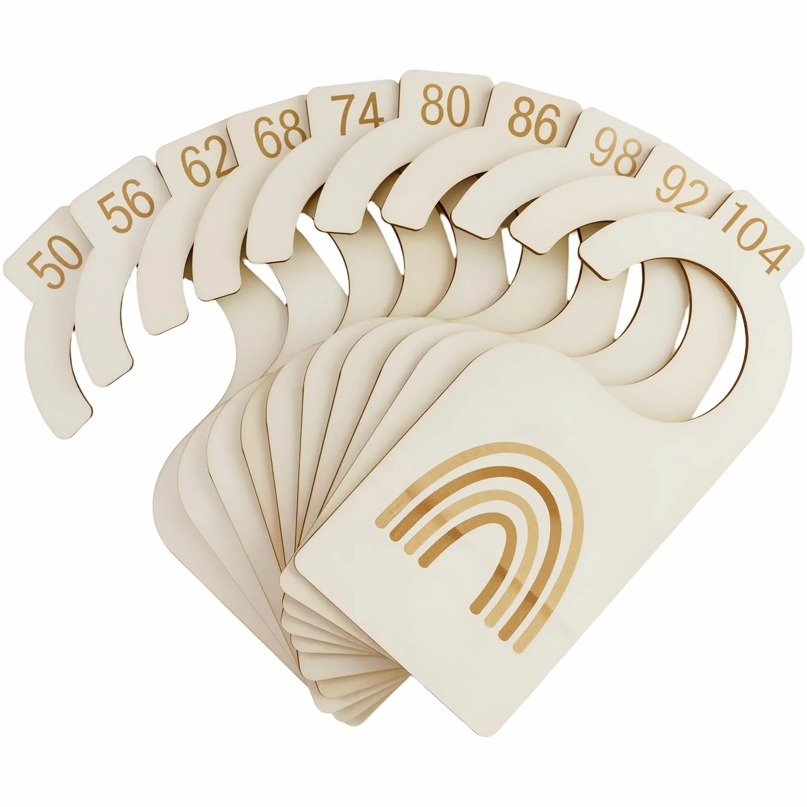 Set di 10 Separatori di Taglia in Legno Per Bambini – per Vestiti (Taglie 50-104) – Divisori per Grucce, Organizzatore di Armadio, Divisori per Vestiti per Bambini