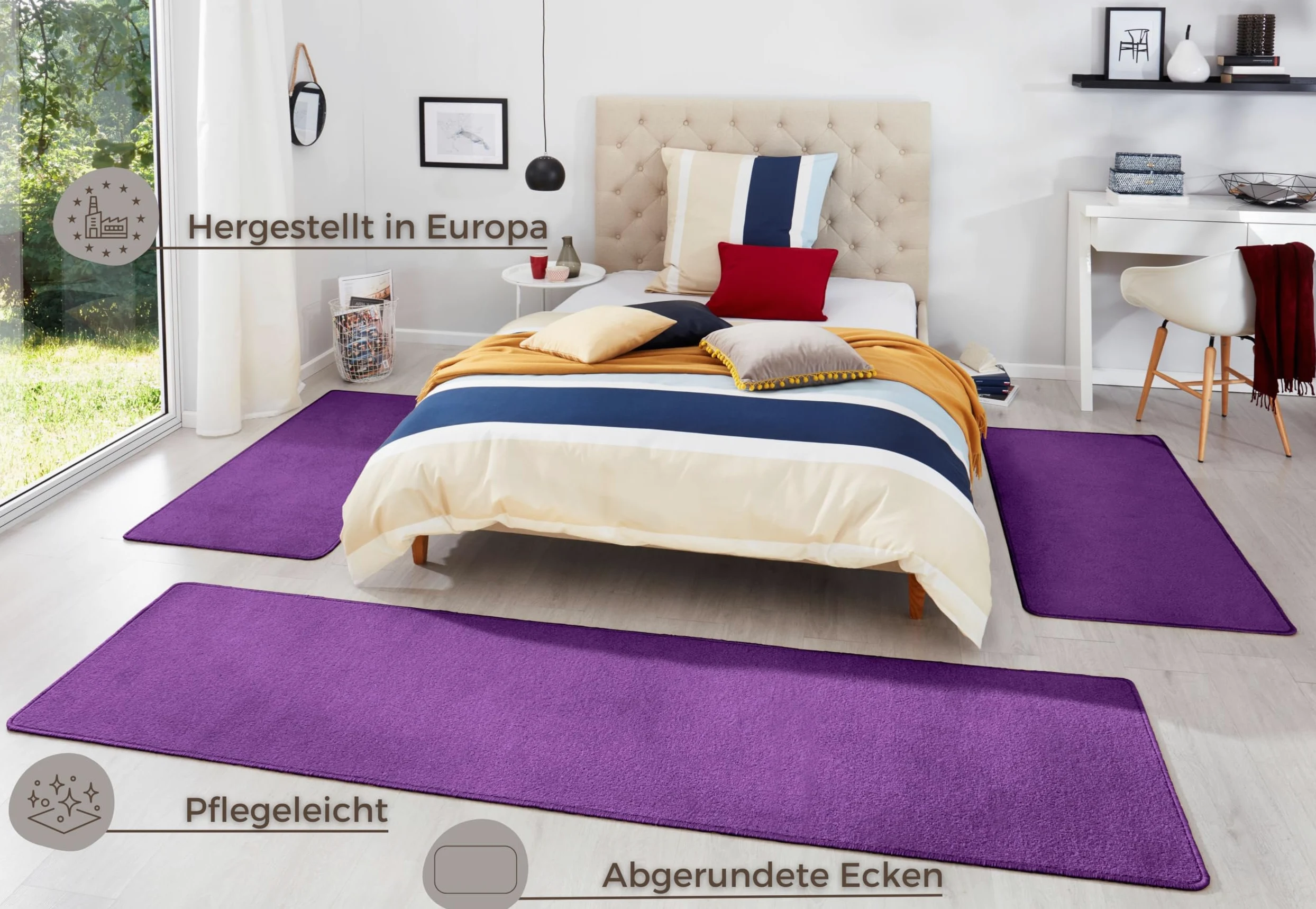 HANSE Home Fancy - Paracolpi per Lettino, 3 pz, in Polipropilene, 67 x 250 x 0,7 cm, Colore: Lilla