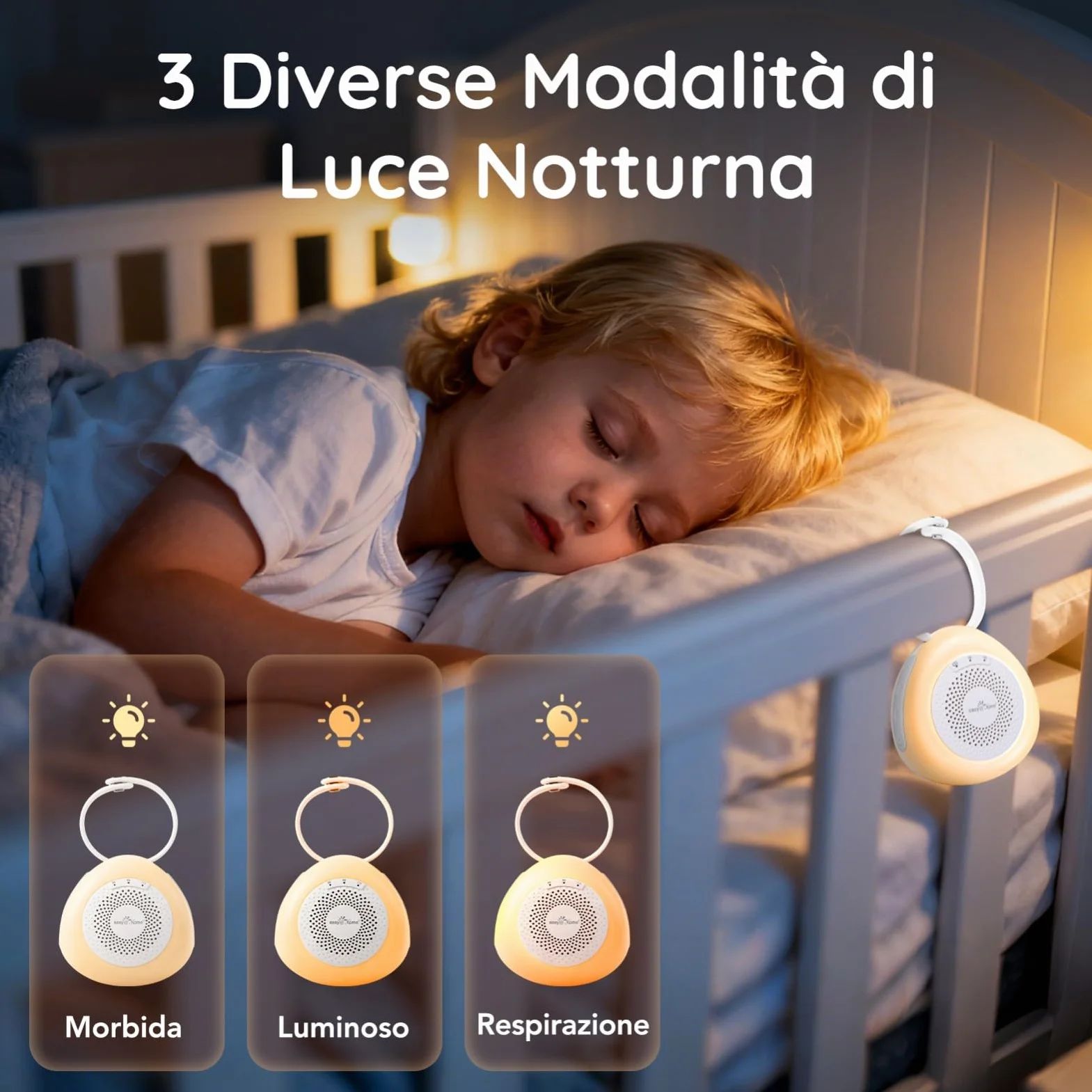 Easy@Home Macchina per Rumori Bianchi Portatile con 30 Suoni Rilassanti, Timer Automatico e Luce Notturna | Ideale per Neonati e Adulti, Generatore di Rumore Bianco per Dormire e Rilassarsi