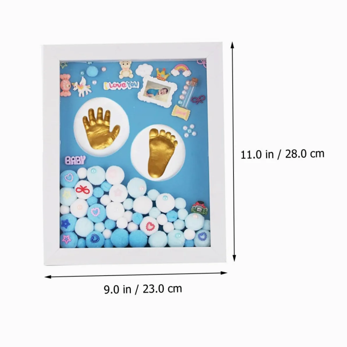 Kit Impronte Bimbi Oro Cornice Foto in Acrilico per Ricordi Nascita Neonata, Decorazione da Parete per Battesimo e Regalo Primo Compleanno