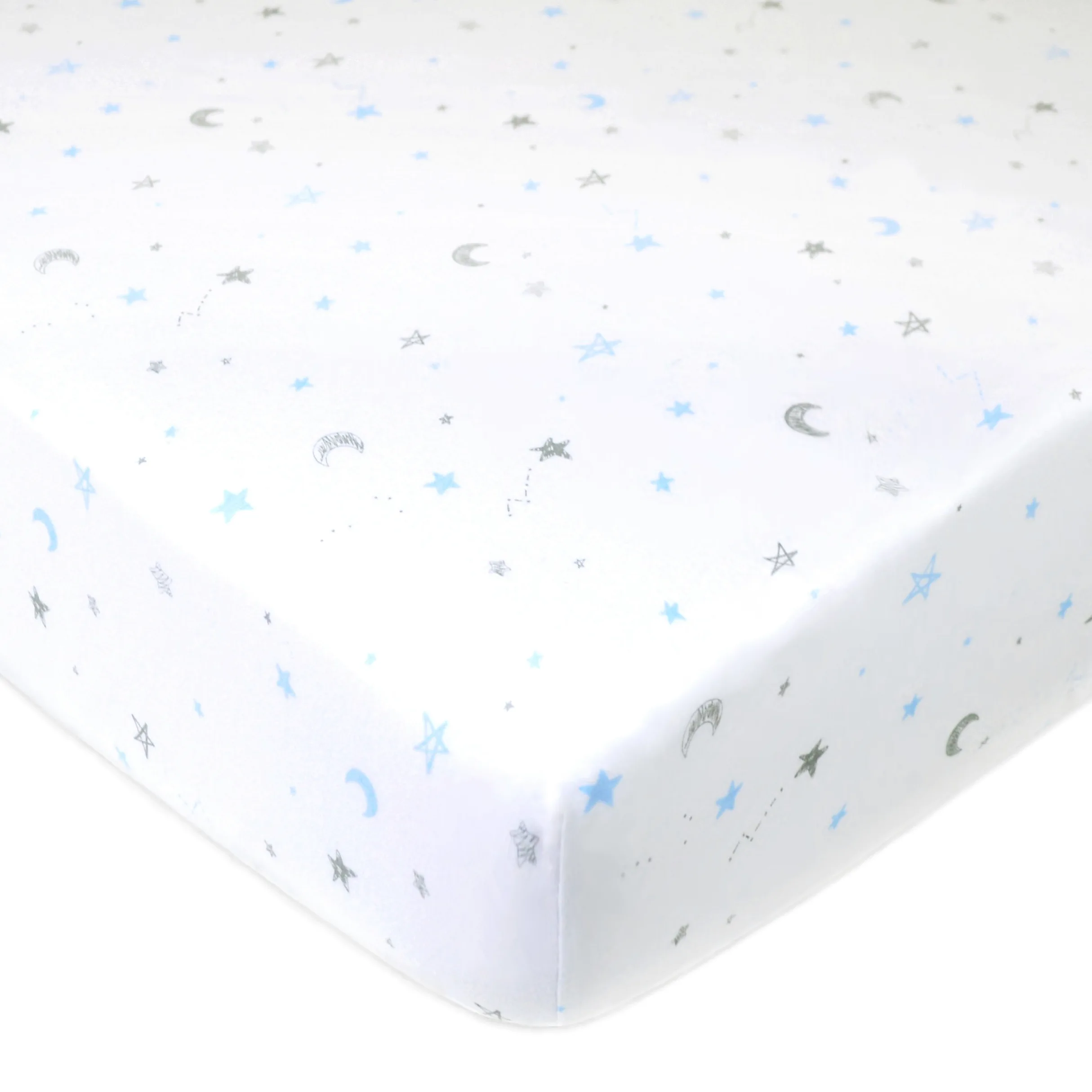 American Baby Company Confezione da 2 lenzuola con angoli per culla in 100% cotone naturale, 132 x 71 cm, morbide, traspiranti, ipoallergeniche e delicate, motivo a zigzag blu, neutre, per ragazzi e