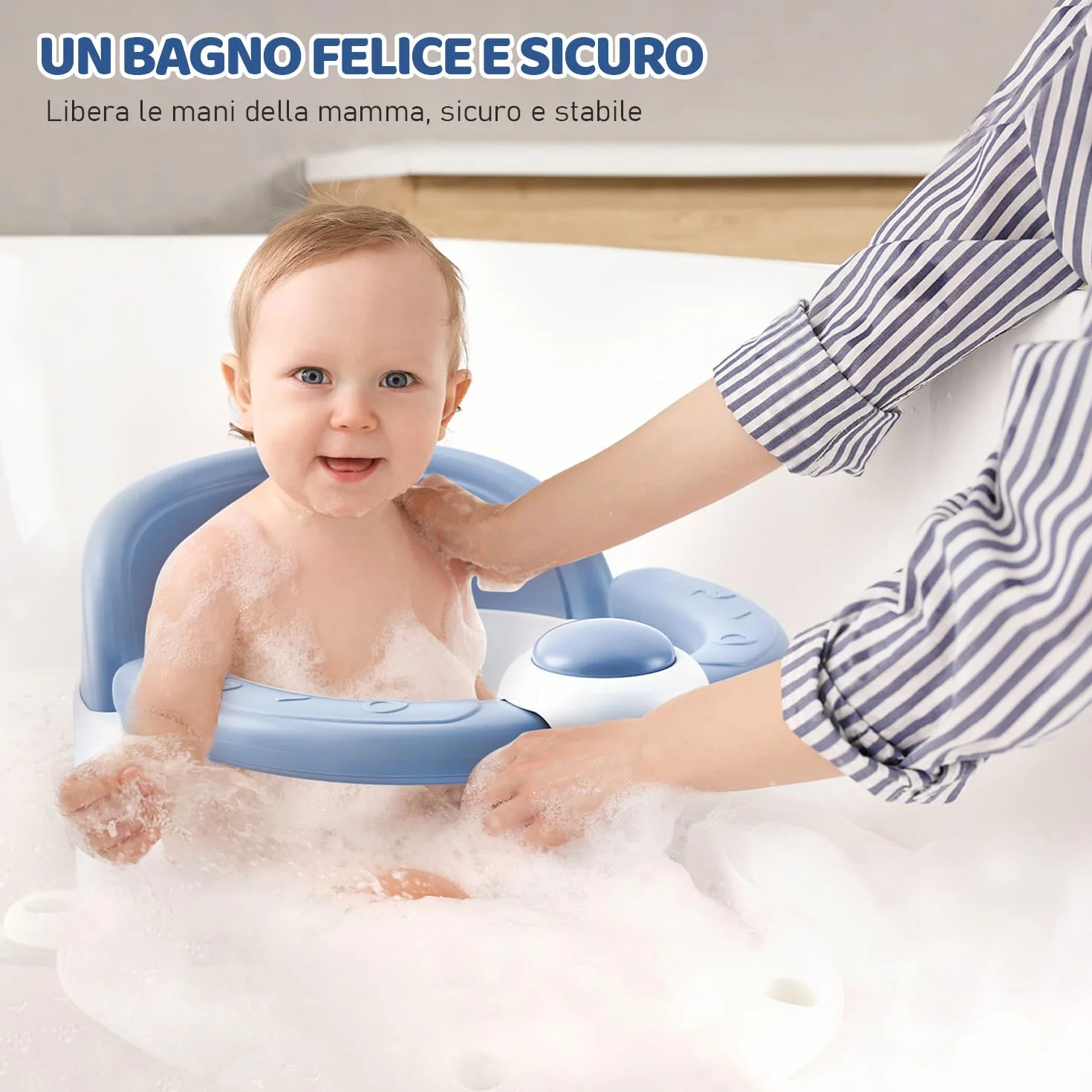 Seggiolino per vasca da bagno per neonati/bambini, per bambini da 6 a 12 a 24 mesi, essenziale per il bagnetto, ottimo regalo per neonati e neomamme