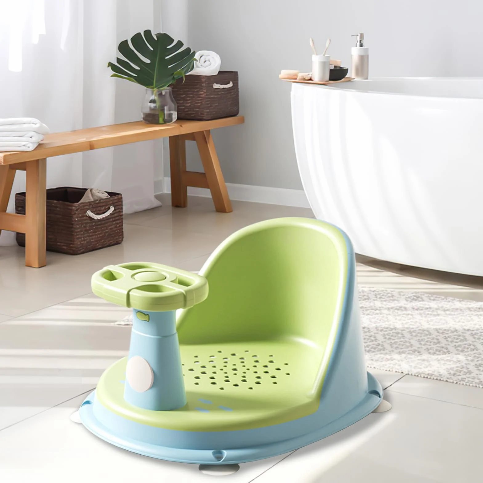 Stabile seggiolino da per bambini, comodo supporto per vasca, dispositivo per lavare i bambini da 10 pollici con struttura robusta, seggiolino da compatto con design portatile, vestibilità