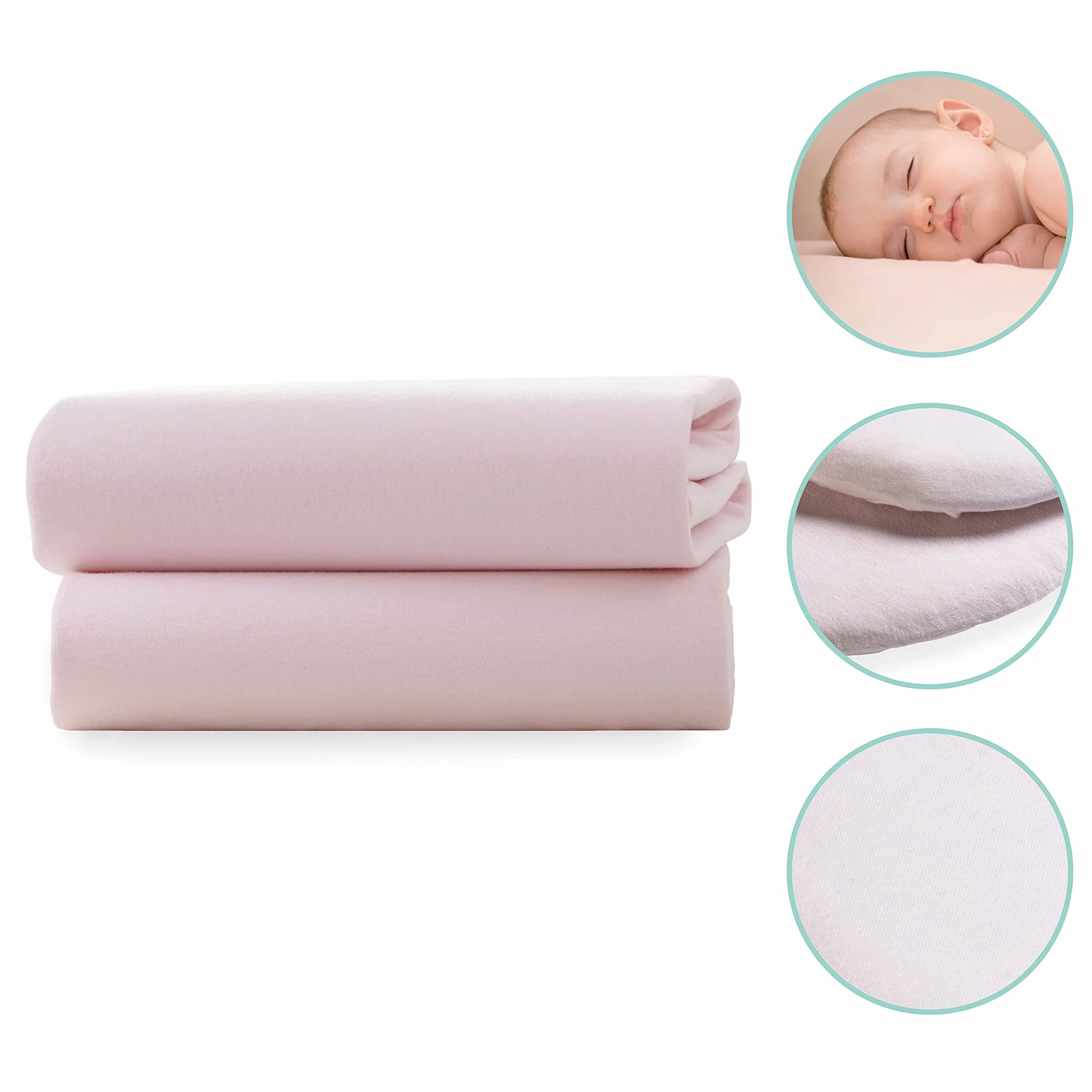 Clair de Lune - Lenzuola con angoli in cotone Jersey, Set 2 pz., Rosa