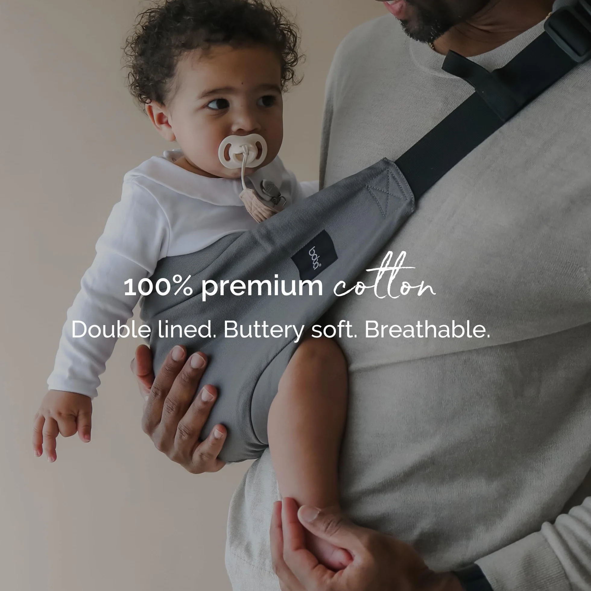 Boba Buddy Fascia Porta Bebe - 100% Cotone, Fascia Laterale Porta Bambino Ergonomico con Spallacci Regolabili, Fibbie di Sicurezza e Seduta Ampia, Include Borsa (9-48 Mesi/8-20 kg) - Grey