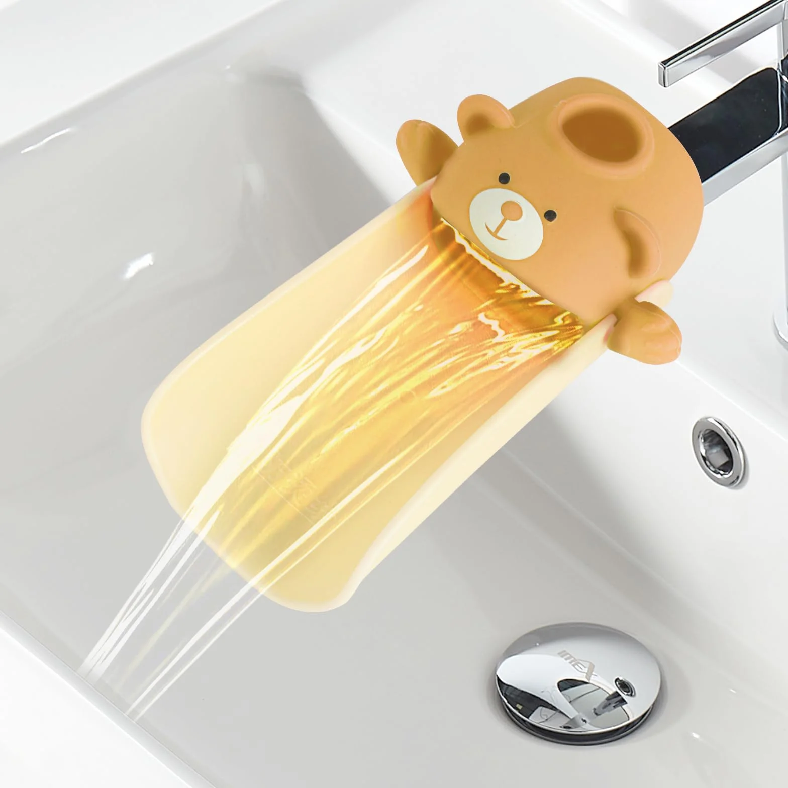 Estensore Rubinetto Bambini,Con effetto sensore di temperatura, Prolunga Per Rubinetto Per Bambini, Prolunga per rubinetto in silicone, Extender Rubinetto Bambini Kids Babies (Marrone)