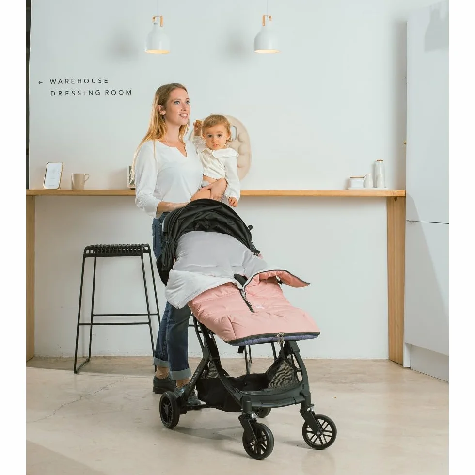 Sacco Passeggino Invernale Universale Interbaby | Copri Passeggino Universale Morbida | Sacco Termico per Ovetto Rimovibile, Doppia Apertura, Facile da Lavare, Materiali Anallergici, Rosa