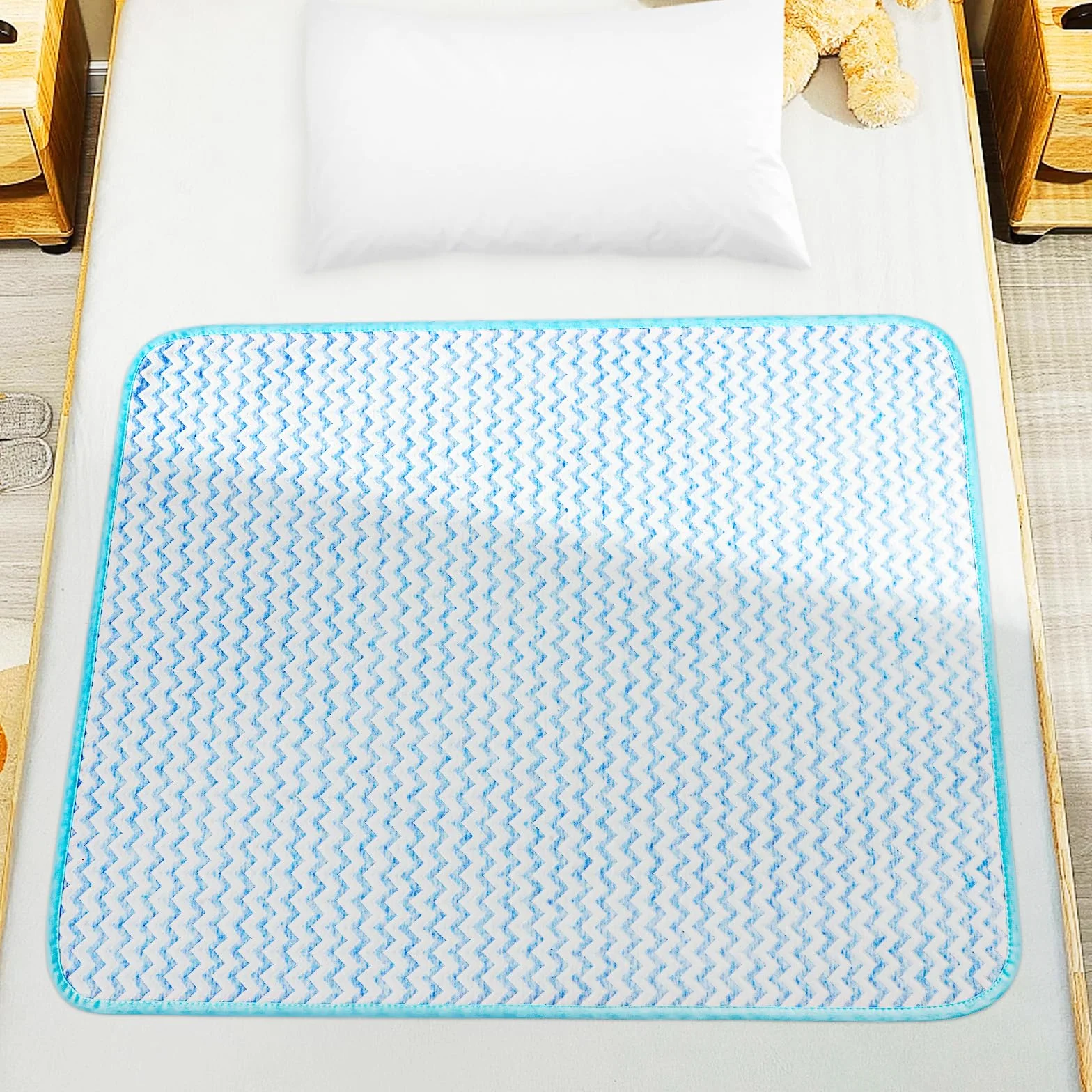 Aolso Coprimaterasso per bambini, 70 x 90 cm, per bagnare il letto, assorbire l'acqua, per bambini, per addestramento al WC (blu)
