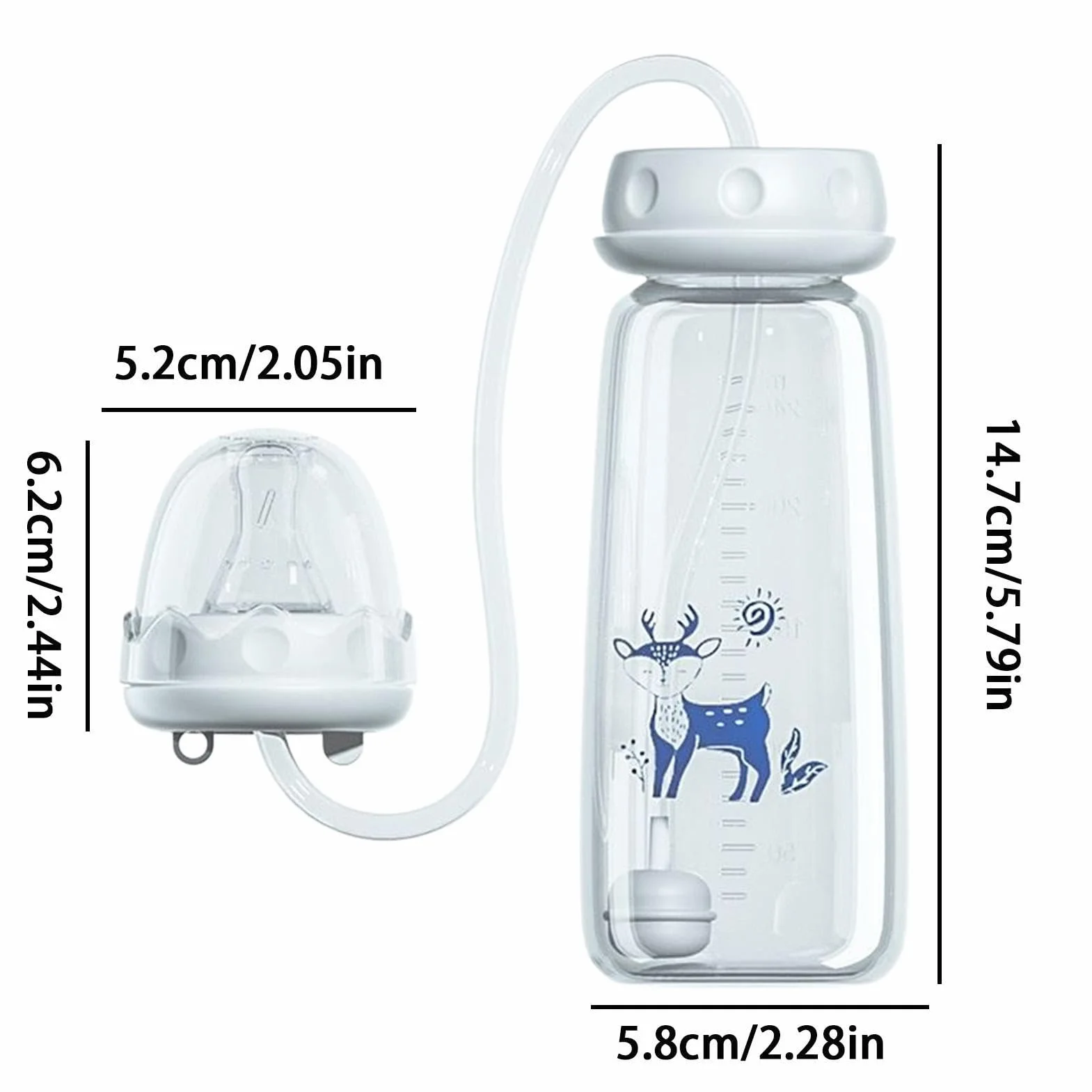Biberon anti-colica a mani libere | 2PC Biberons in silicone 300ml | Biberon regolabile a flusso rapido con cannuccia e tettarella | Biberons 3 in 1 a collo largo e a prova perdite per bambini