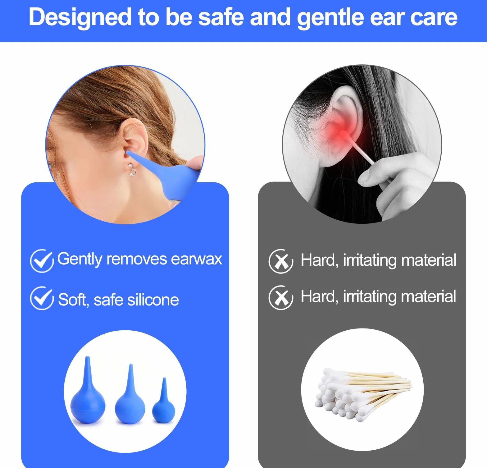 3PCS Pulisci Orecchie, Kit Pulisci Orecchie da 90ml 60ml 30ml, Siringhe Auricolari Pulizia Orecchie Pulizia Delicata e Professionale Tramite Siringa Auricolare Sicura ed Efficace per Adulti Neonati
