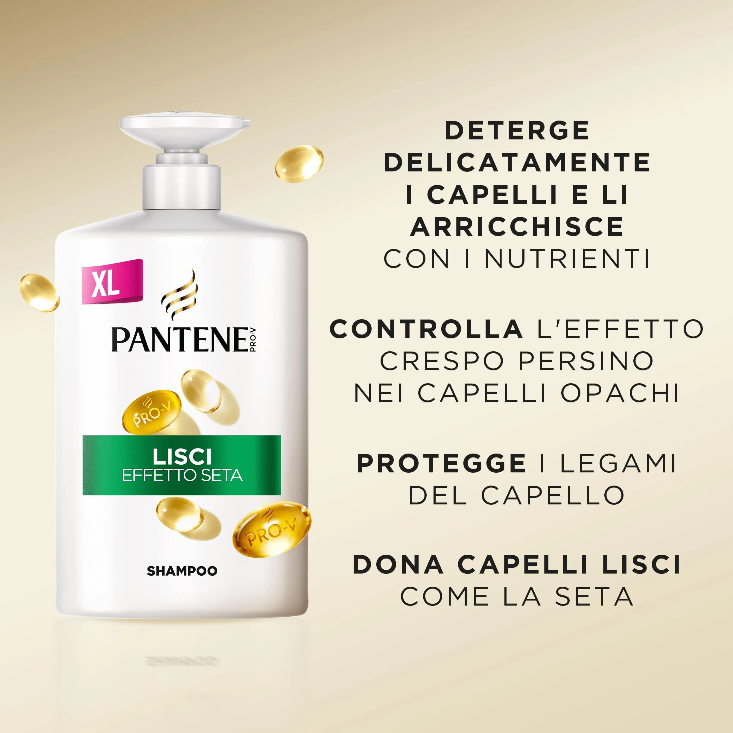 Pantene Pro-V Shampoo Lisci Effetto Seta per capelli Crespi e Opachi, con Pro-V e Active Nutri-Plex, 1000 ml