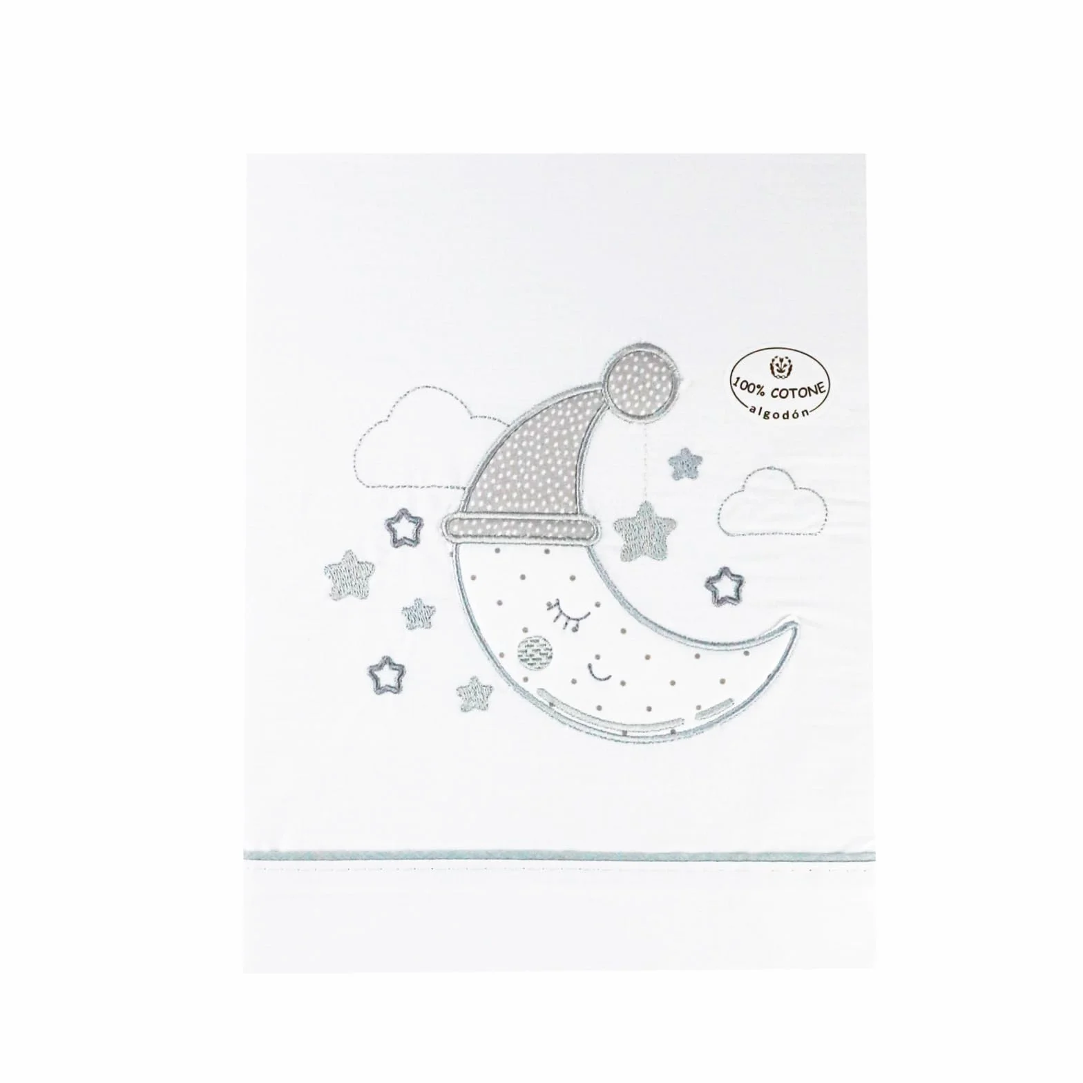 various Set Lenzuola Lettino Neonato 60x120 cm, 100% Cotone Extra Morbido, Include Lenzuolo con Angoli, Lenzuolo Sopra e Federa, Biancheria Letto Bambino Traspirante luna colore BCO/Grigio