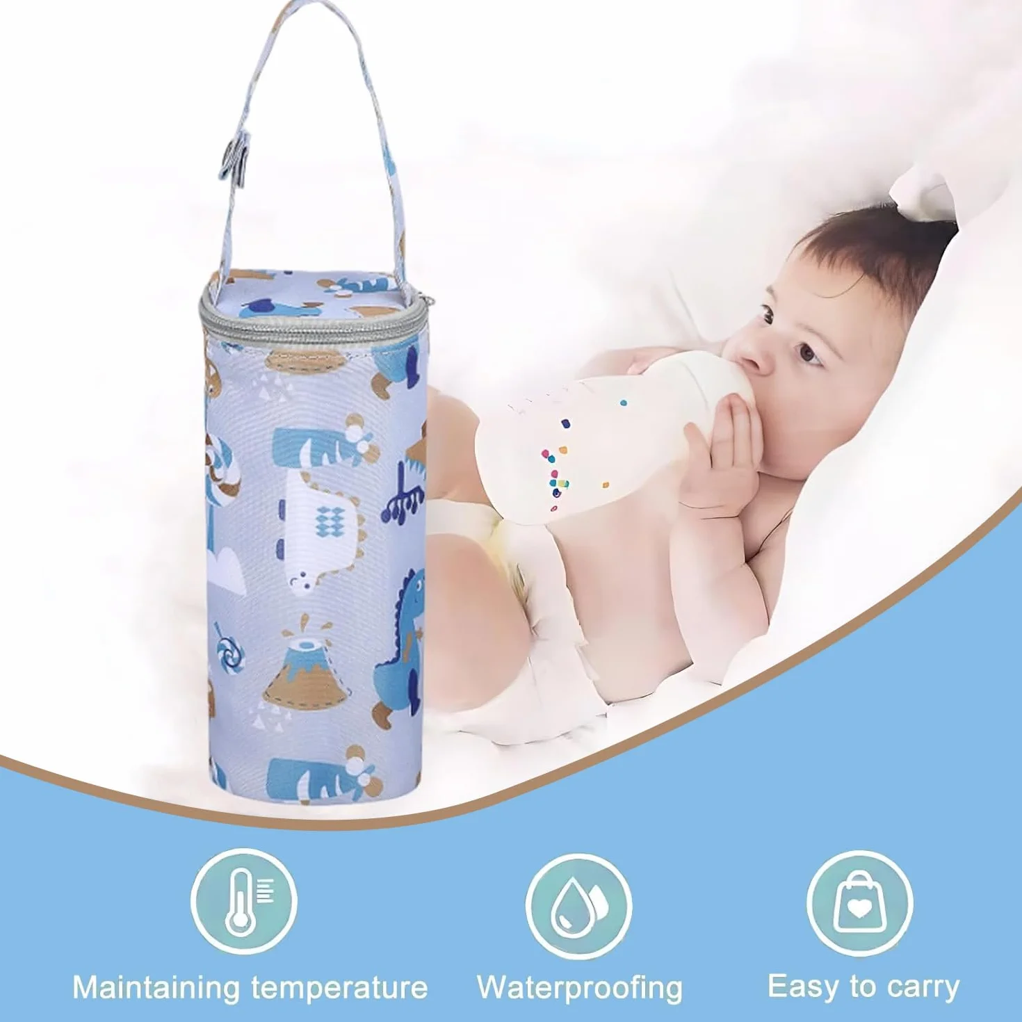 2 Pezzi Borsa Isolante per biberon, Sacchetti Termici, Borsa Termica Da Appendere, Lungo Isolamento, per Passeggini, Compatibile Con Molti Biberon