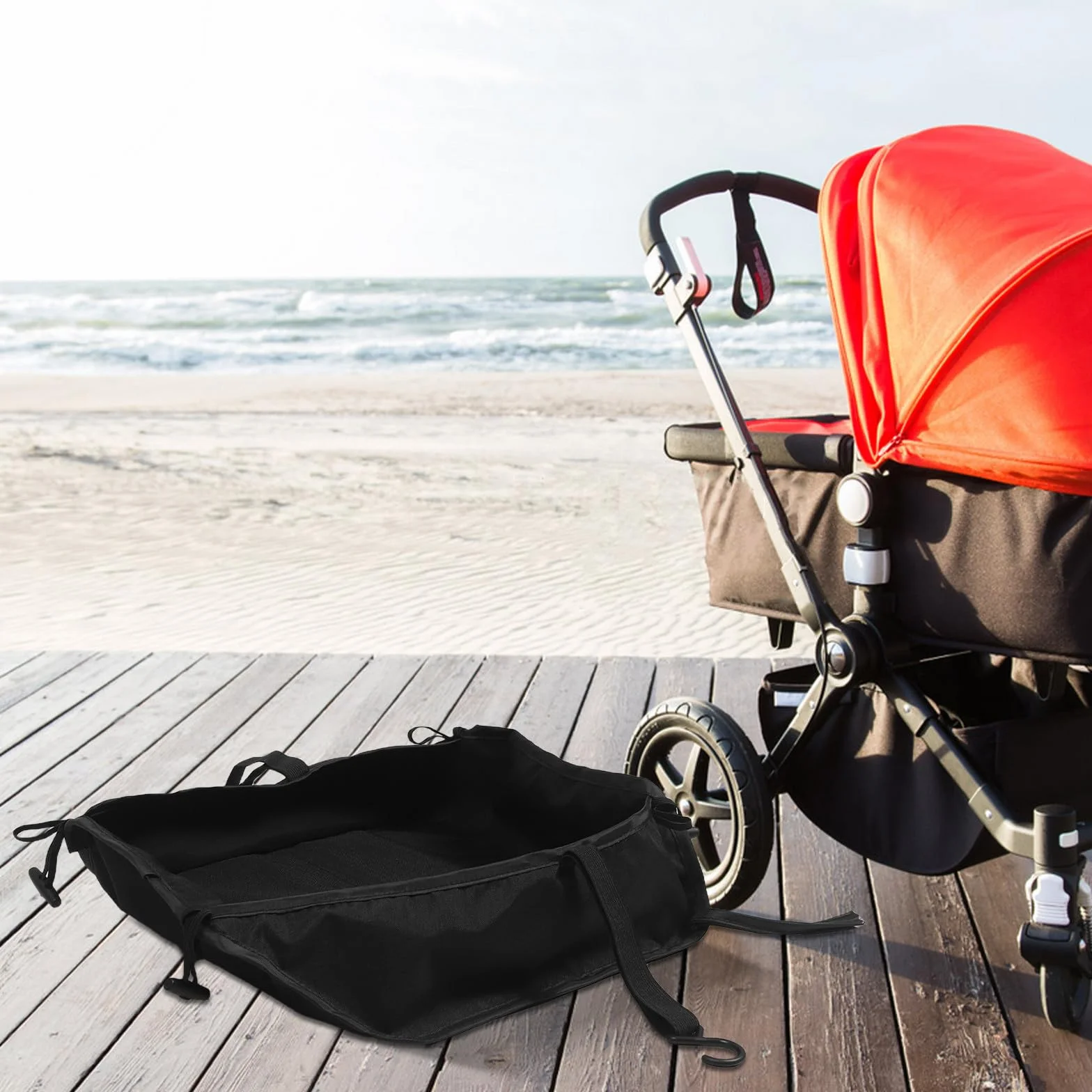 Gatuida Cestello portaoggetti universale per passeggino, accessorio per riporre il passeggino sotto la borsa, organizer facile da installare per accessori da viaggio e da esterno.