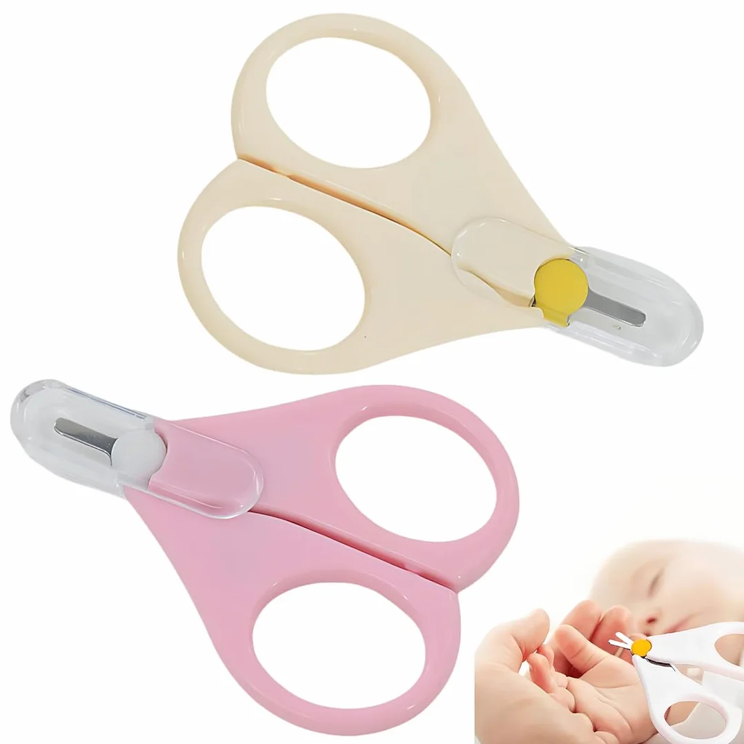 2 Pezzi di Forbicine per Unghie per Neonati, Forbicine per Unghie Sicure per Evitare Pizzicature della Pelle (Rosa, Beige)