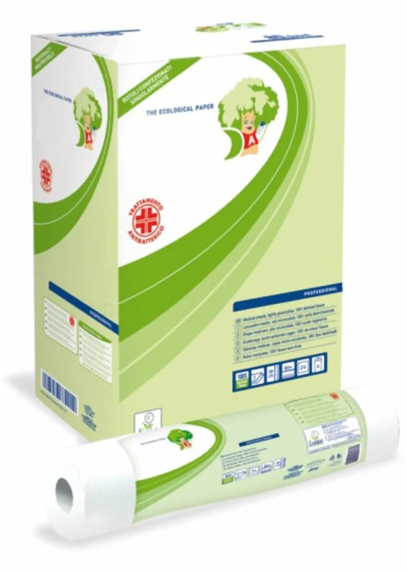 12 rotoli copri lettino massaggio Antibatterici Eco Lucart 80 metri