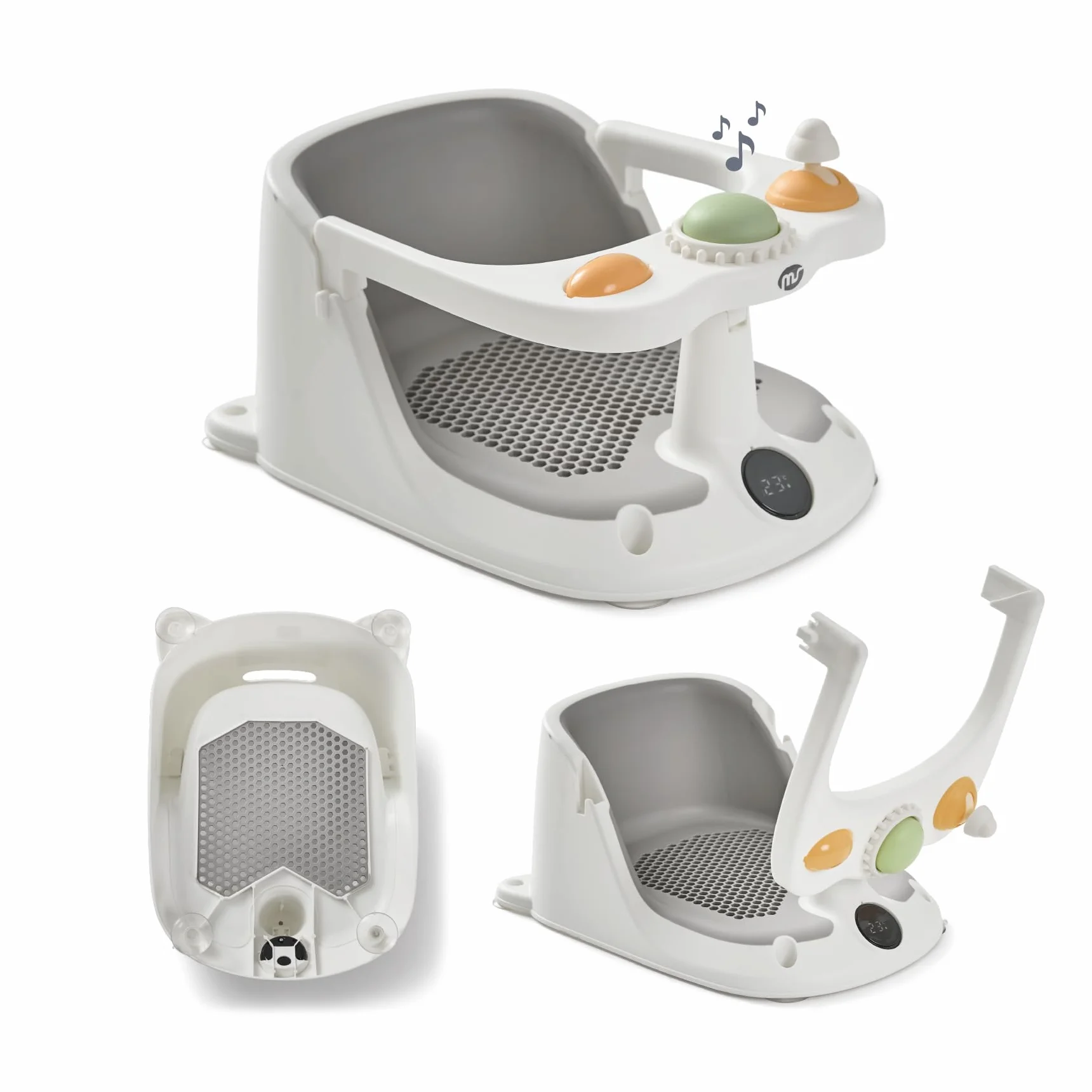 MS BabyWorld - Seggiolino da doccia per bambini, antiscivolo, per bambini, con temperatura da 6 a 24 mesi, sedia per vasca o doccia, con barra per un facile posizionamento del bambino