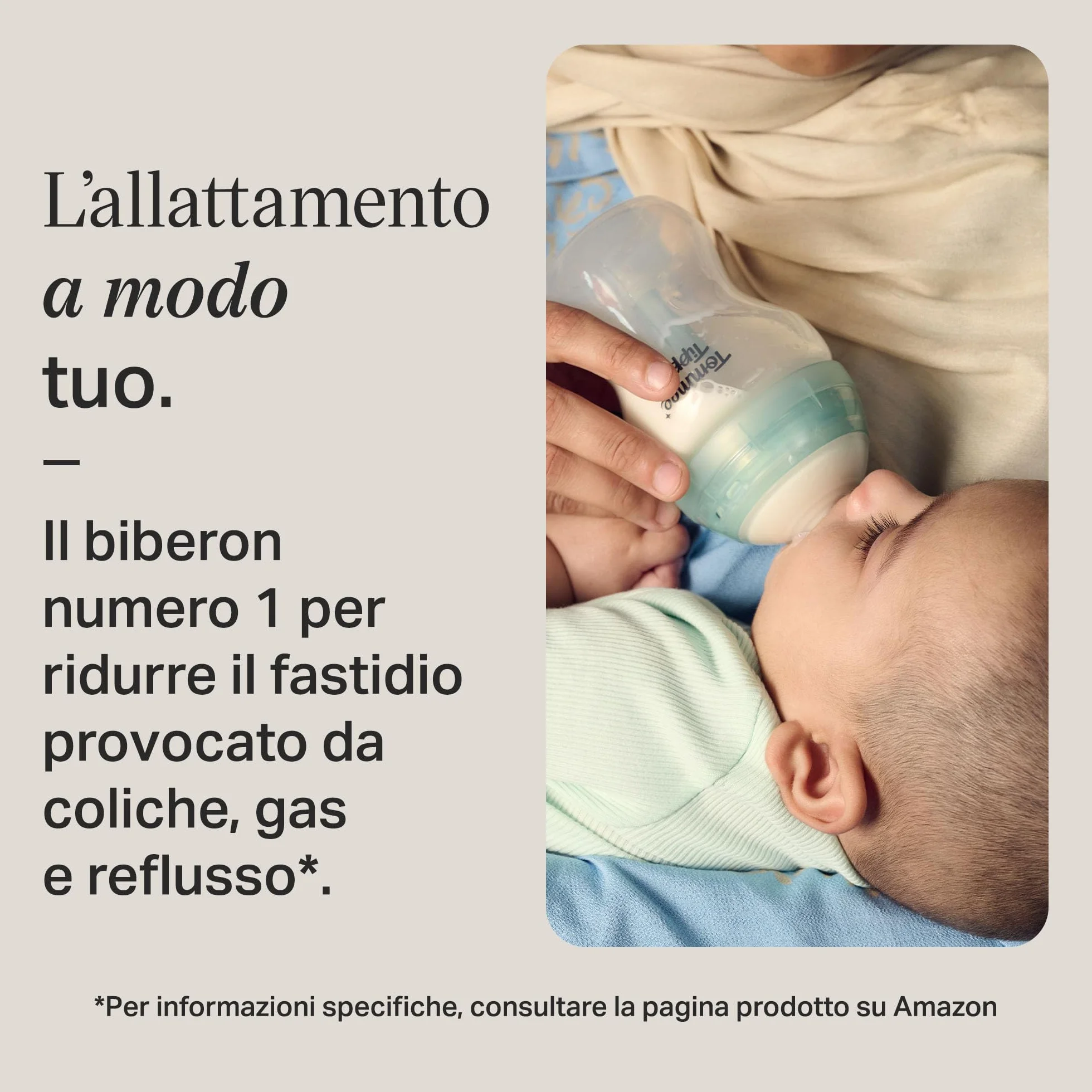 Tommee Tippee Biberon anti-colica 260 ml, con tettarella simile al seno materno, cannuccia anti-colica ventilata, autosterilizzante, 2 pezzi