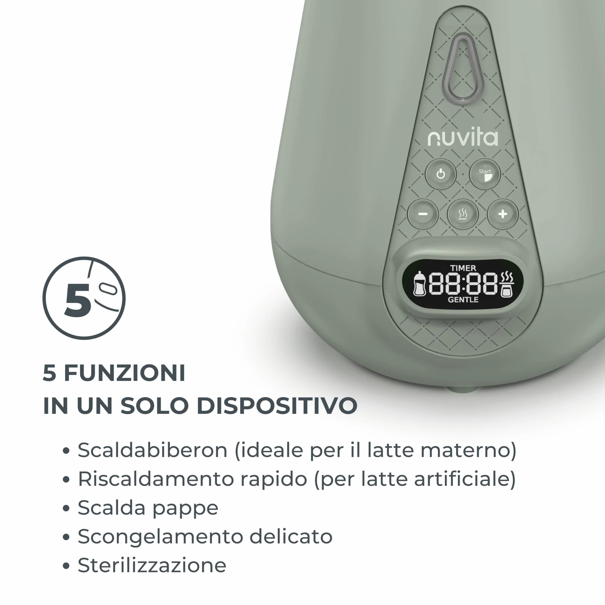 Nuvita 1170 | Scalda Biberon Neonato | Sterilizzatore Biberon | Scaldabiberon Digitale | Scaldabiberon e Sterilizzatore | Scaldalatte Elettrico Neonato | Scaldabiberon Veloce | Scaldapappa Neonati