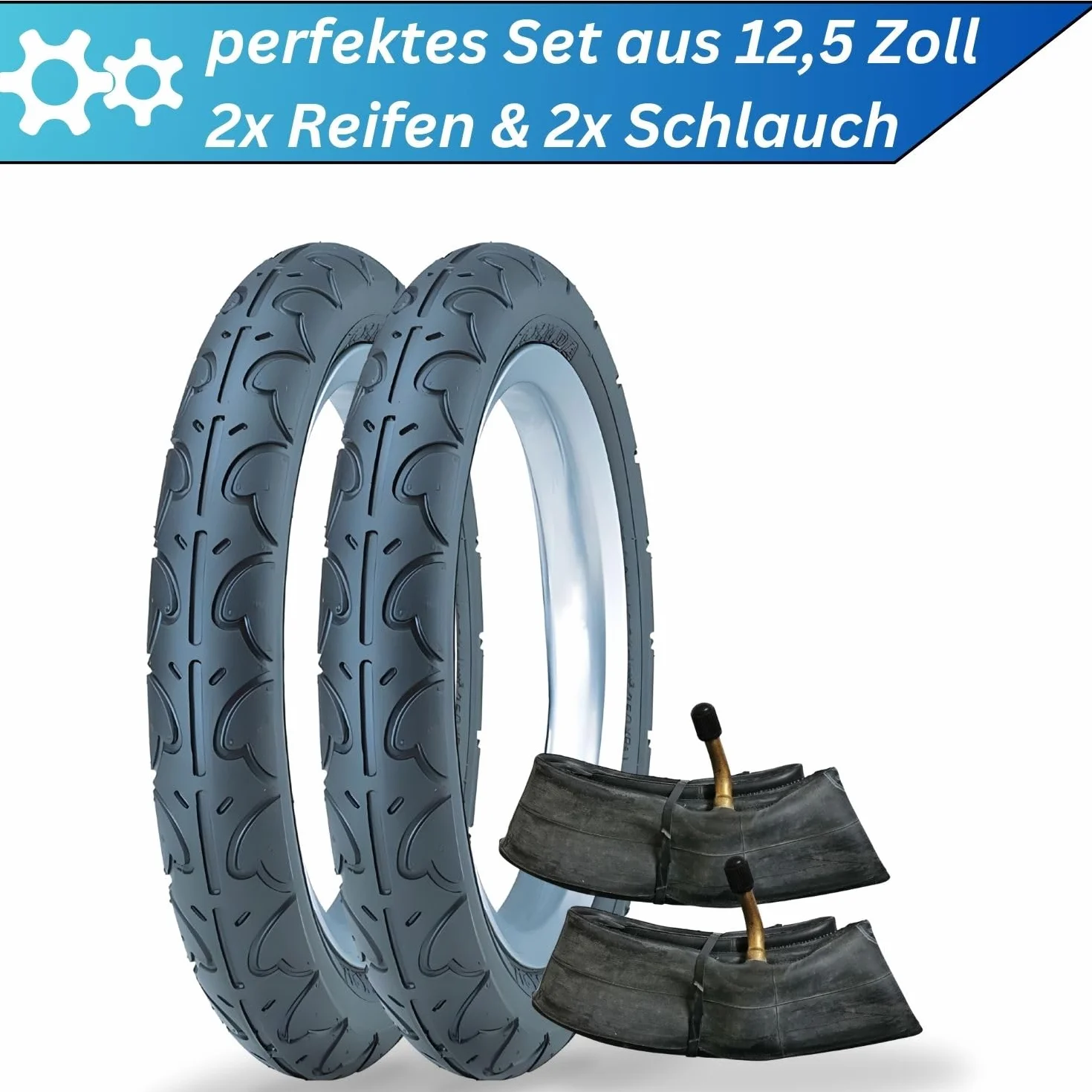 Kenda K909A - Set di 2 pneumatici per bicicletta, 12,5 pollici, 12,5 x 1,75 (47 – 203) – 12,5 pollici, per passeggino, scooter, bicicletta per bambini – Kenda K909A