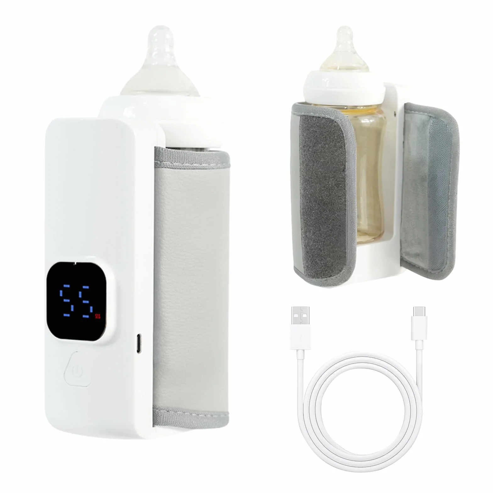 Scaldabraccia portatile, 38-55 ℃, regolabile, con indicatore LED, ricaricabile tramite USB, per latte materno e latte