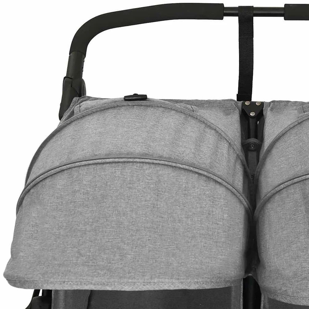 vidaXL Passeggino Gemellare Grigio Chiaro in Acciaio