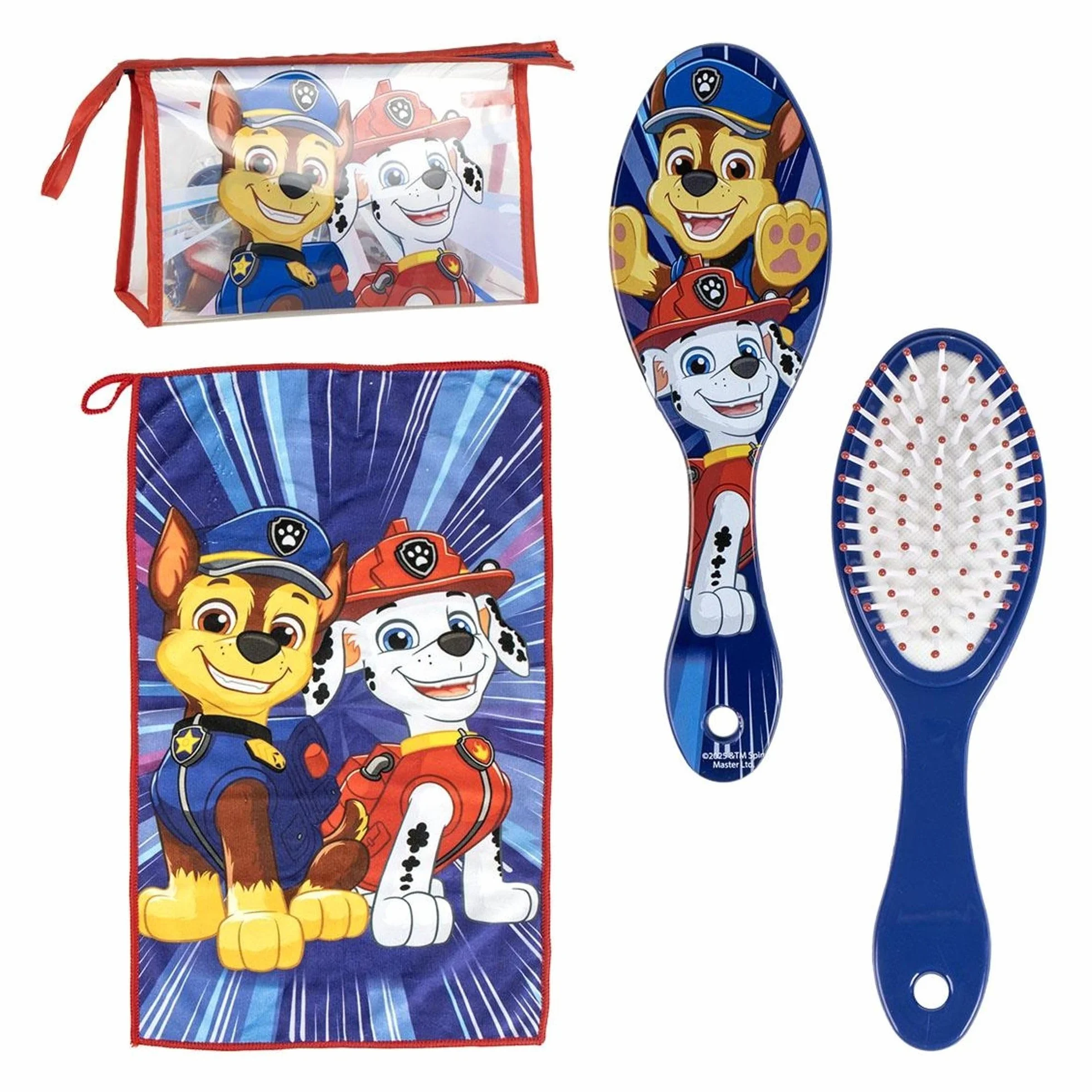 Set per la toelettatura dei bambini Paw Patrol con spazzola, asciugamano e borsa per il trasporto - Kit per l'igiene personale per bambini appassionati di Paw Patrol, ideale per viaggi e asili nido