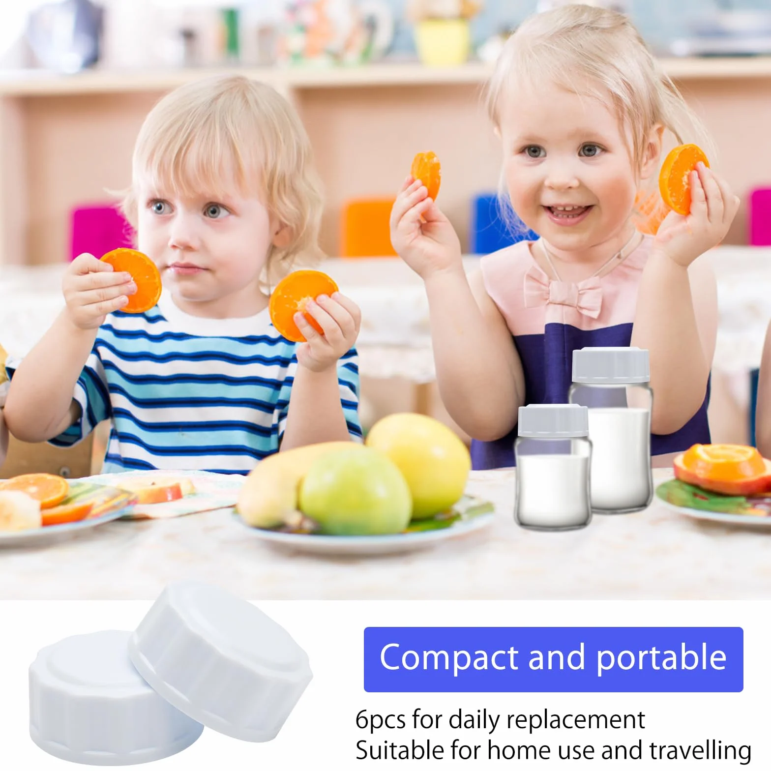 Tappi per biberon Avent, 6 tappi per bottiglie da viaggio, compatibili con bottiglie a collo largo, colore bianco, per biberon