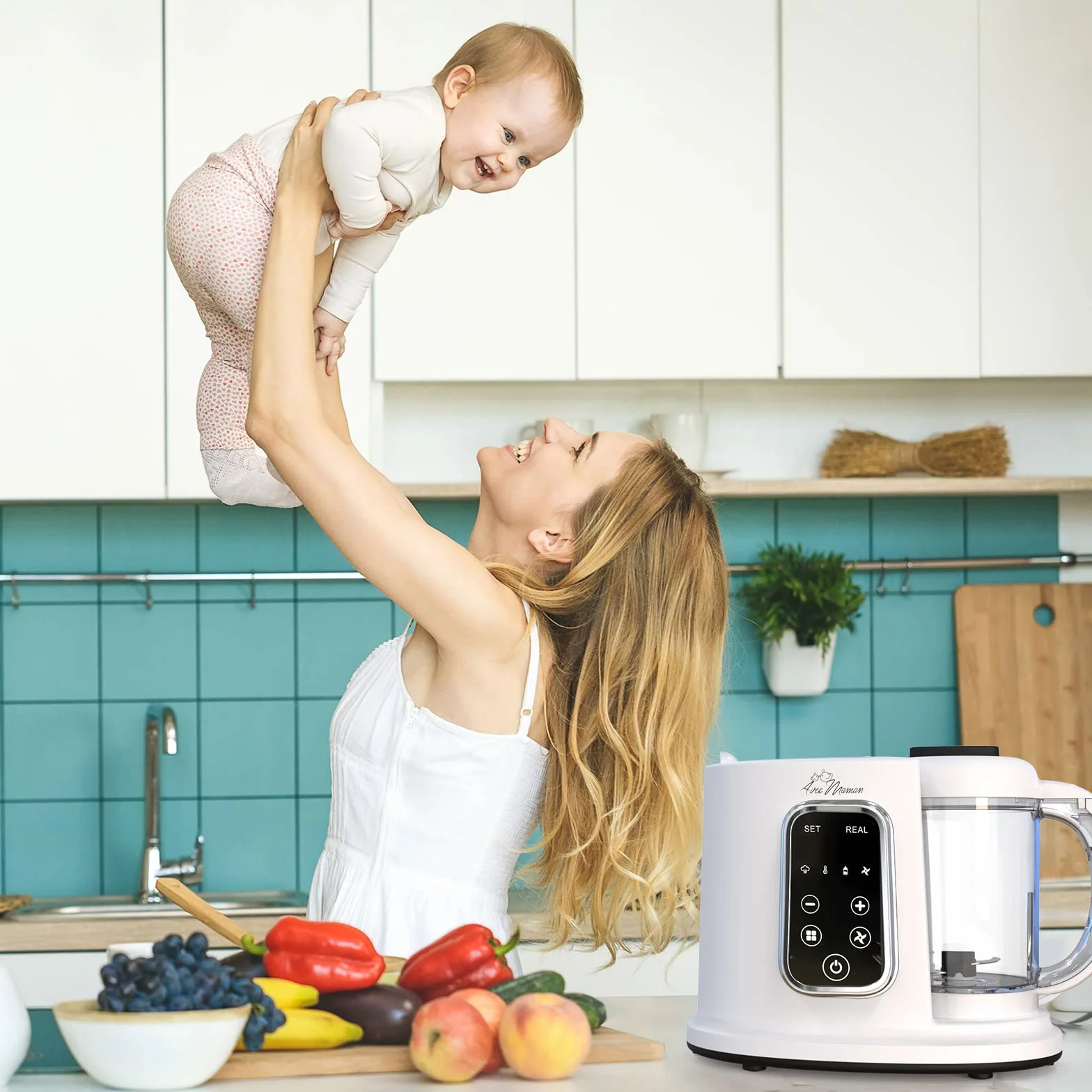 Baby Cuisine Frullatore elettrico Multifunzione 4-in-1 - Scalda biberon neonato + Cottura a vapore + Cuocipappa + Mixer - NUOVO Versione + Regalo perfetto per neogenitori + senza BPA