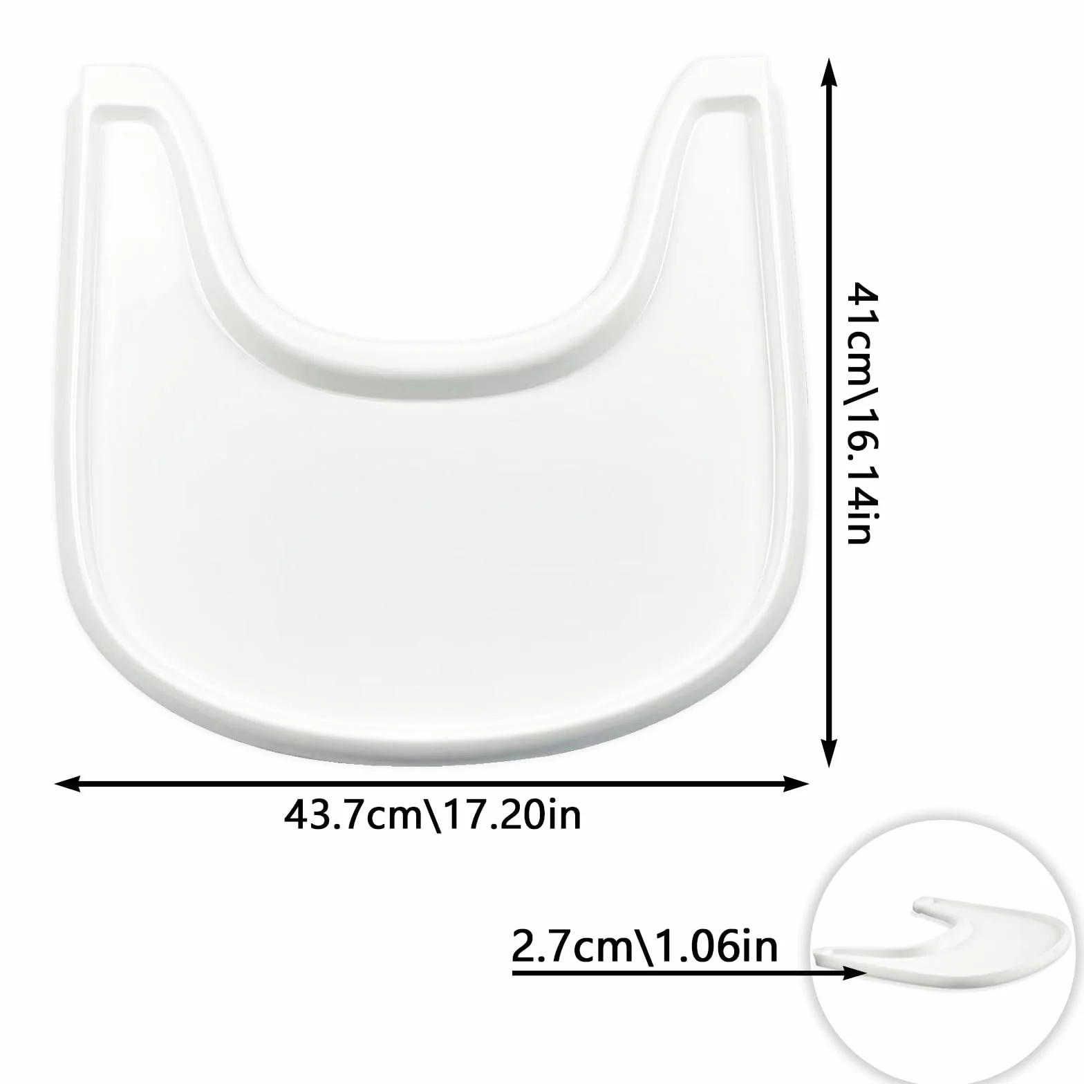 Vassoio per seggiolone compatibile con sedia Stokke Tripp Trapp, con superficie liscia e forte aspirazione, realizzato in plastica per alimenti (senza BPA, BPS, BPF, piombo e ftalati), bianco
