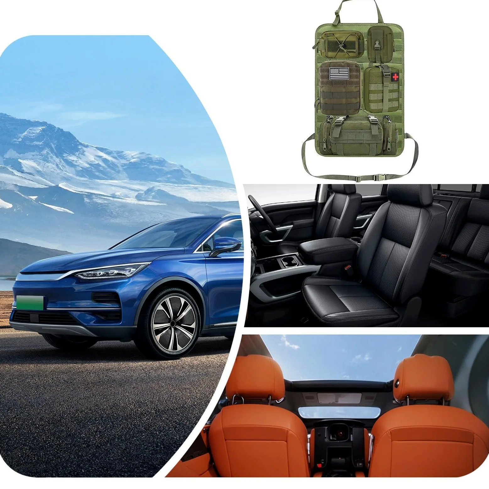 Organizzatore di auto sul sedile, organizzatore del sedile posteriore per | di fibbia regolabile in nylon 600D, da viaggio multifunzionale per SUV per auto, cami