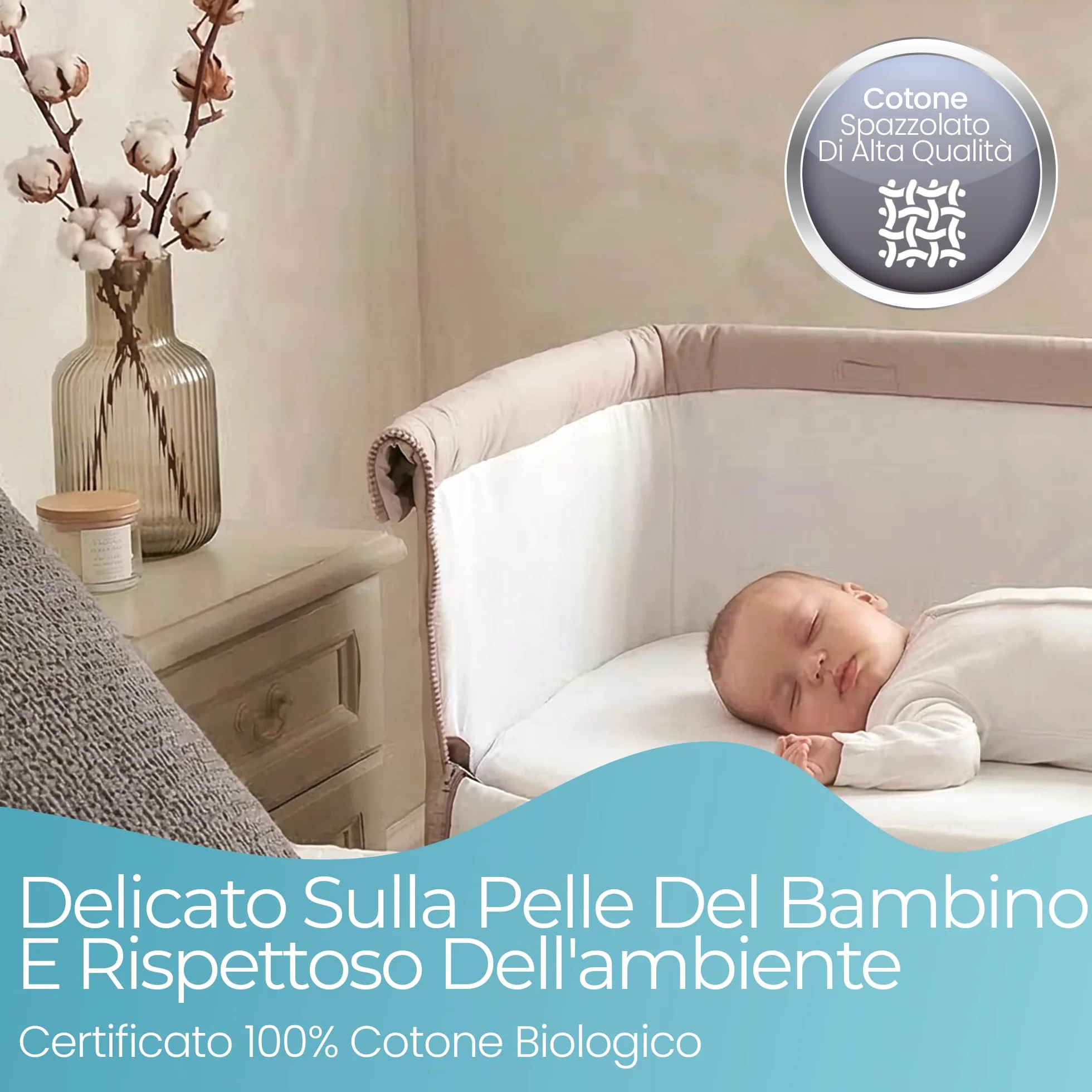 Lenzuola Next To Me 51x85 – Set Di 2 Pezzi Colore Bianco Lenzuolo Angoli Next To Me in 100% Cotone Biologico - Elasticizzate e Ultra morbide