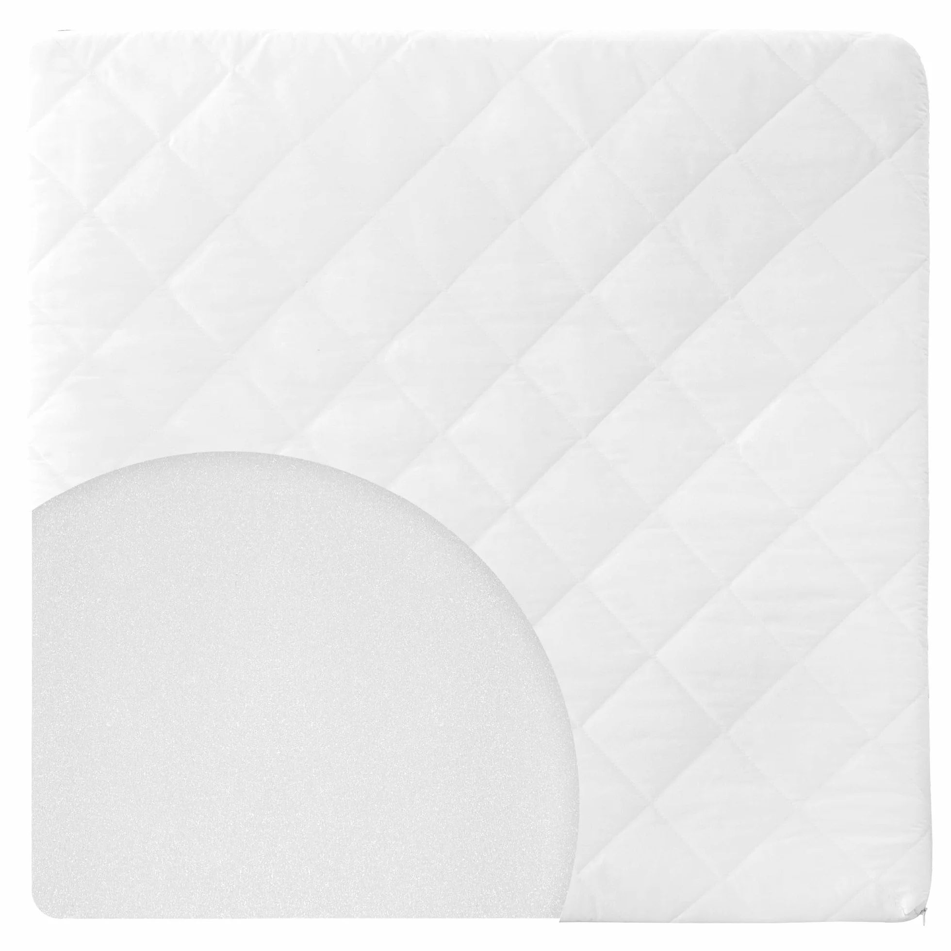 roba Materassino per Bambini e Neonati per Box Quadrato 100 x 100 cm, Fodera Trapuntata, Rimovibile e Lavabile, con Zip, Imbottito, Bianco