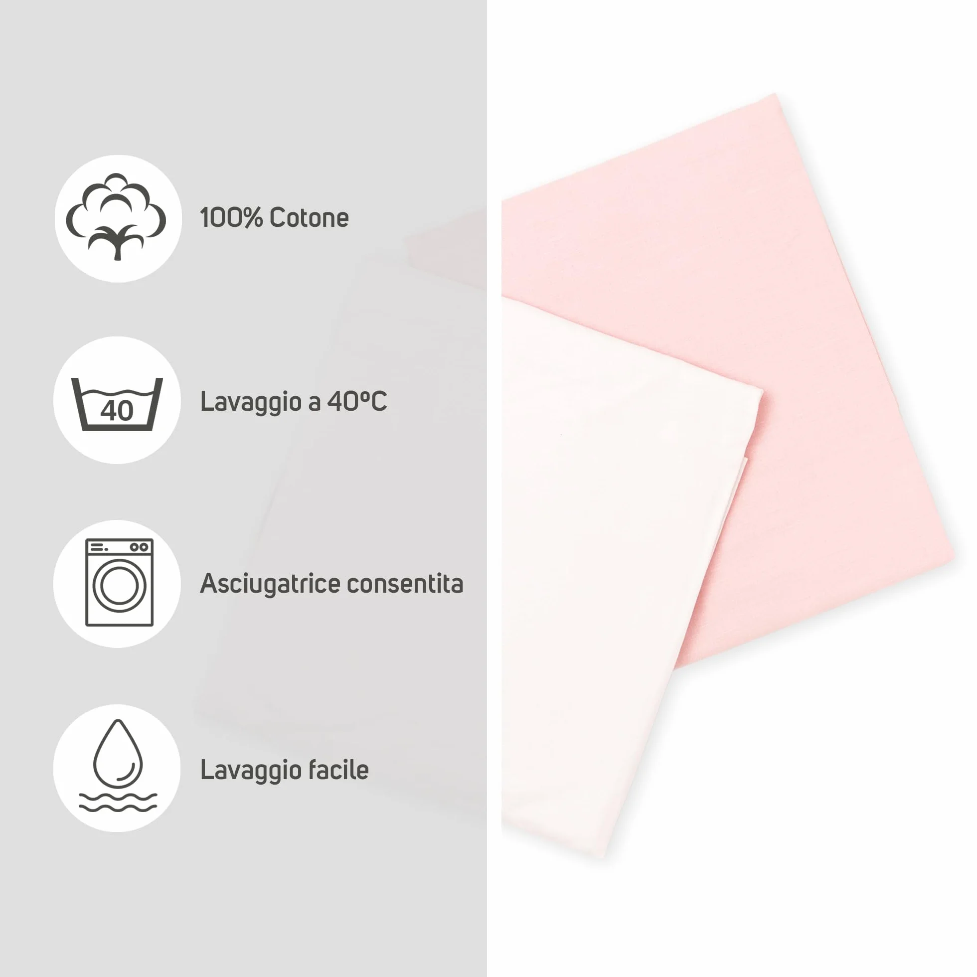 Ti TIN Confezione da 2 Lenzuola con Angoli per Culla 100% Cotone | Set di 2 Lenzuola Regolabili con Elastici, 60x120 cm, 1 Lenzuolo Bianco + 1 Lenzuolo Rosa | 100% cotone, gommato, traspirante e morbido, facile da pulire, adatto all'asciugatrice