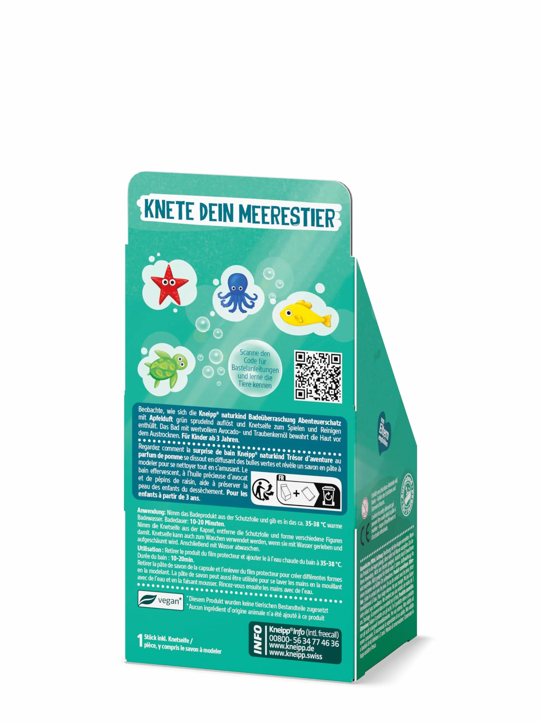 Kneipp Naturkind - Palla da bagno per bambini con sorpresa, con sapone per impastare e pulire, 1 pezzo