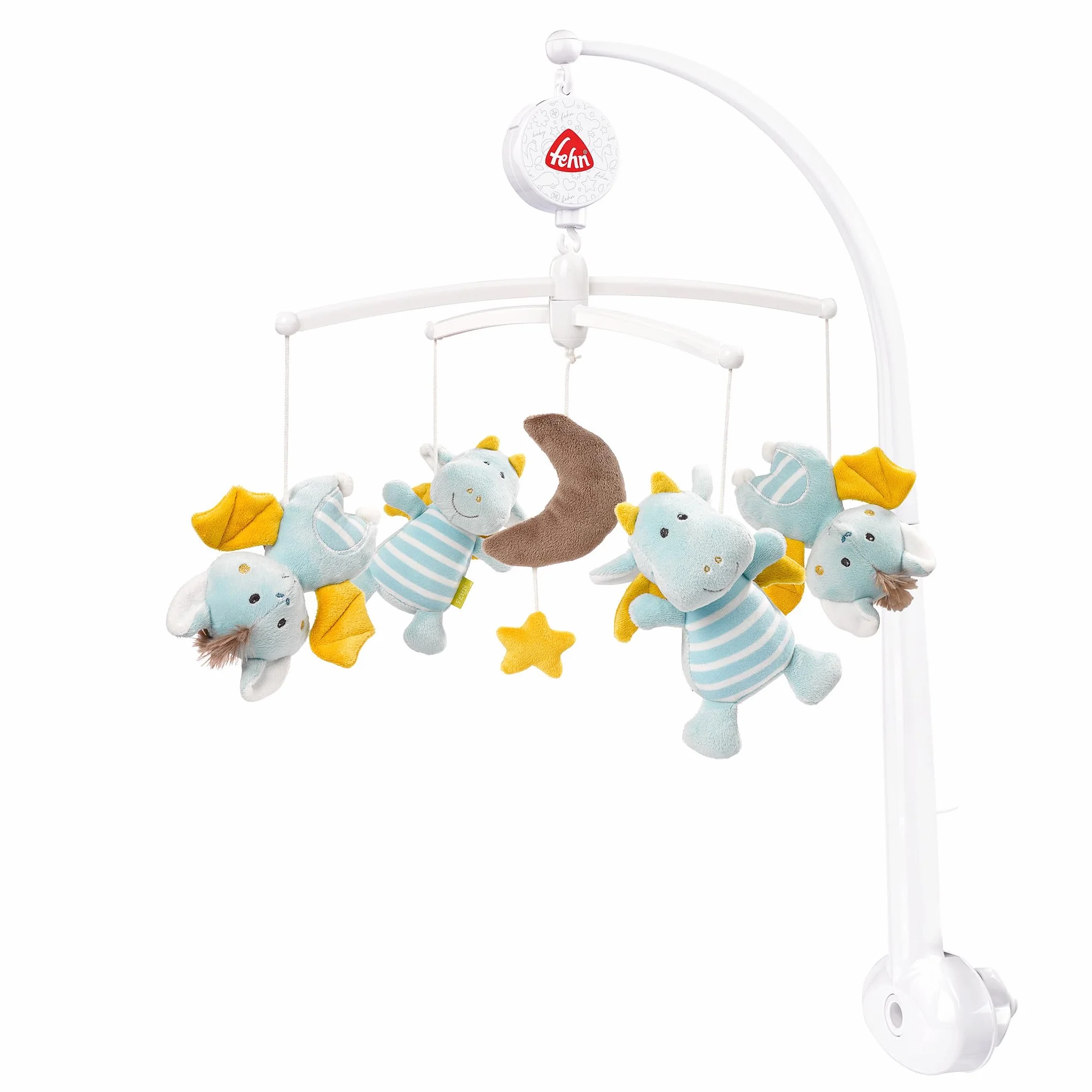 Fehn giostrina musicale Little Castle - mobile da appendere con melodia musicale ninna nanna di Mozart e personaggi per calmare e intrattenere - Con fissaggio al letto per bambini da 0 a 5 mesi