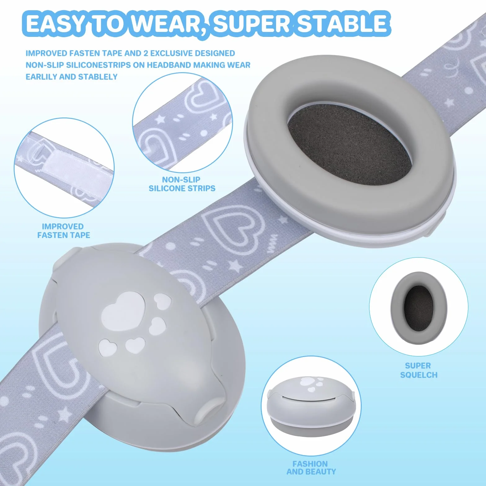 YANKUIRUI Cuffie Antirumore per Bambini con Riduzione del Rumore, Protezione Acustica Professionale per Bambini da 0 a 36 Mesi, Riduce i Danni All'udito e Migliora il Sonno