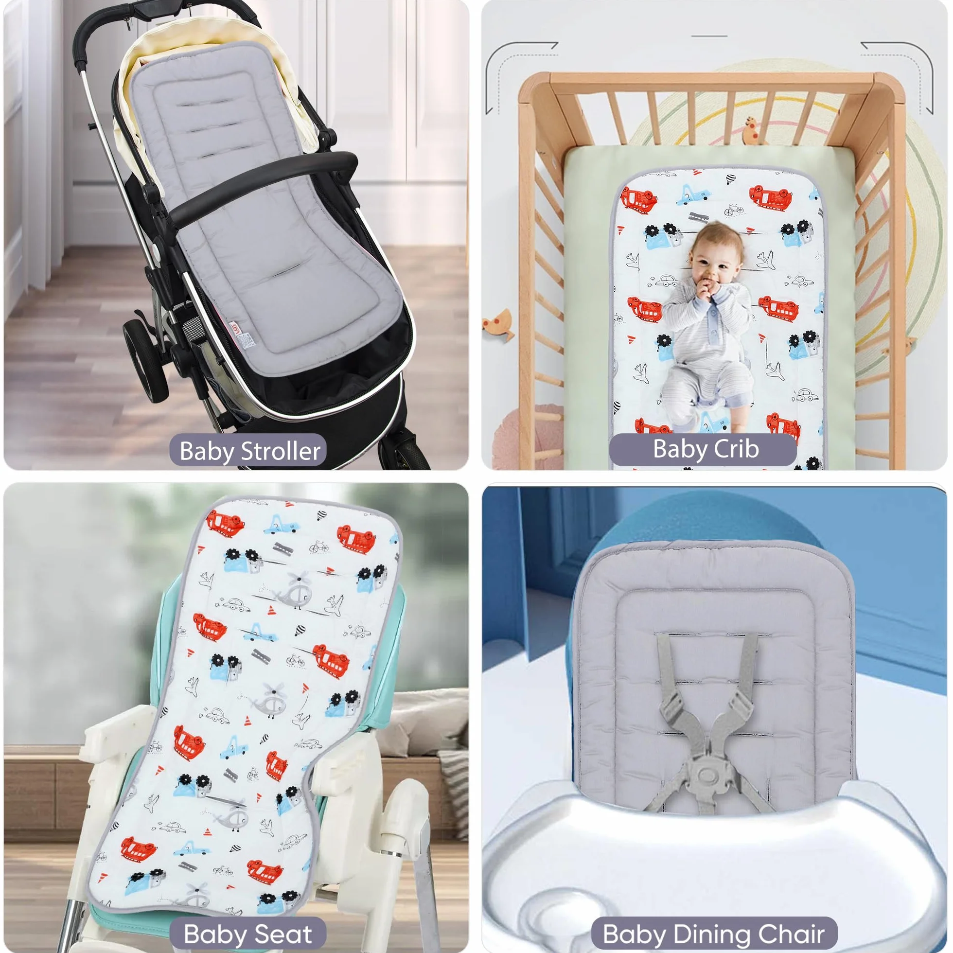 LAT Materassino Passeggino Universale, Copriseduta Passeggino Cotone, Copri Passeggino Universale a Doppia Facciata, Copriseduta Passeggino Universale 78x34cm (Auto Giocattolo)