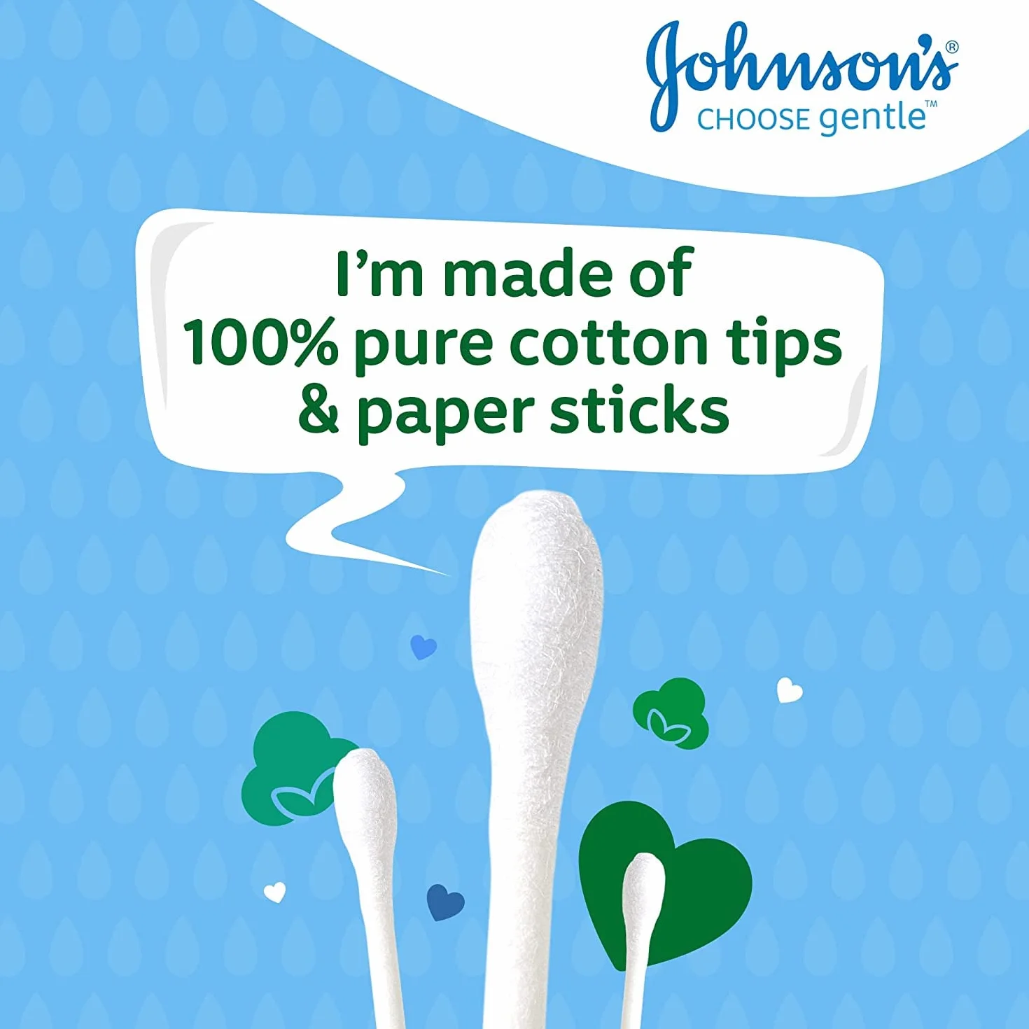 Johnson's Baby-Pure Cotton Buds 200, confezione da 6