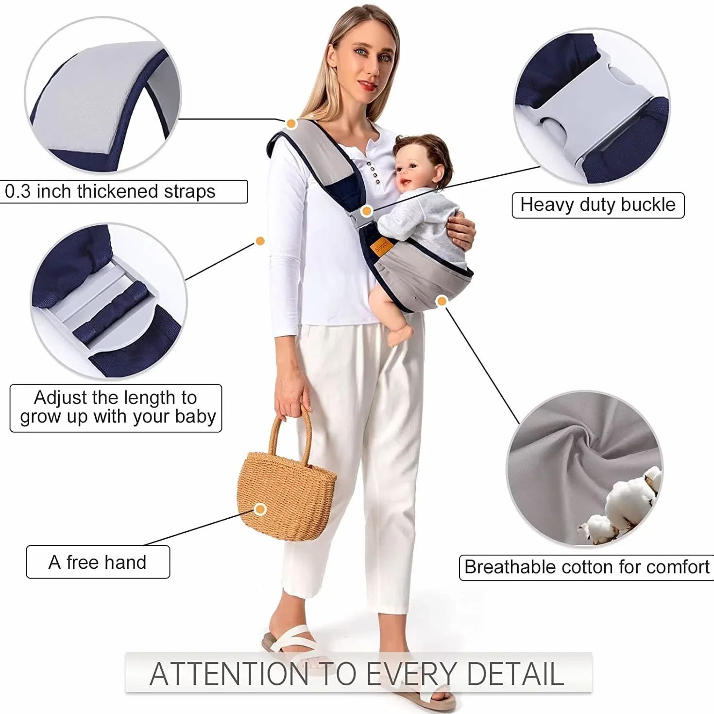 Ergo - Fascia da trasporto traspirante per neonati, neonati e bambini fino a 18 kg